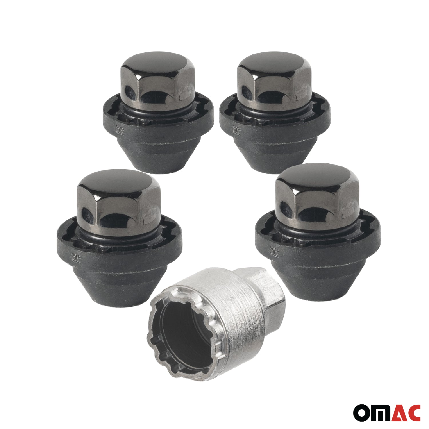 Wheel Lock Kit for Kia Carnival EV6 EV9 K4 K5 M12X1,5 Chromed Black 4Locks&1Key