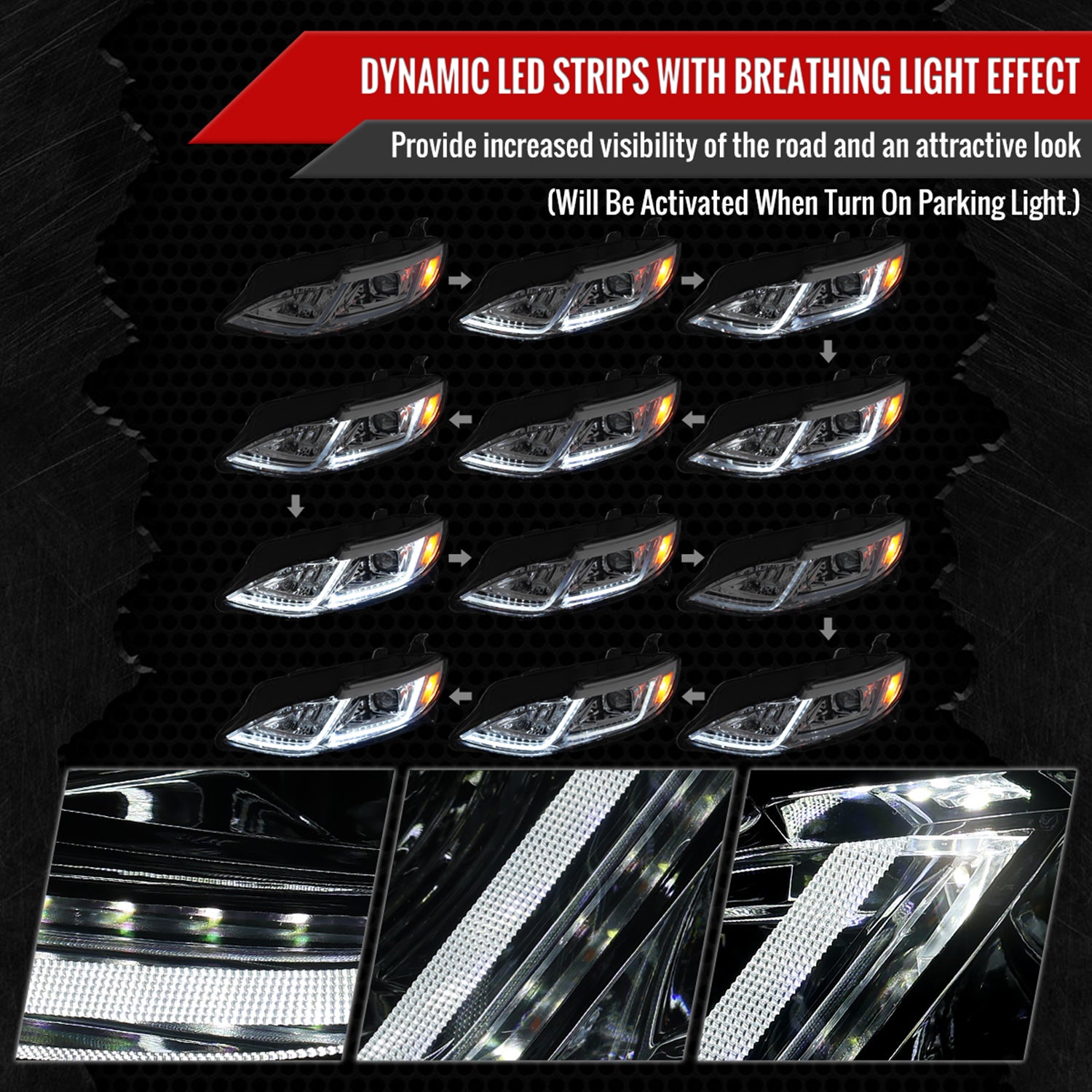 2019-2024 Chevy Malibu Full LED Projector Headlights Turn Signal Chrome