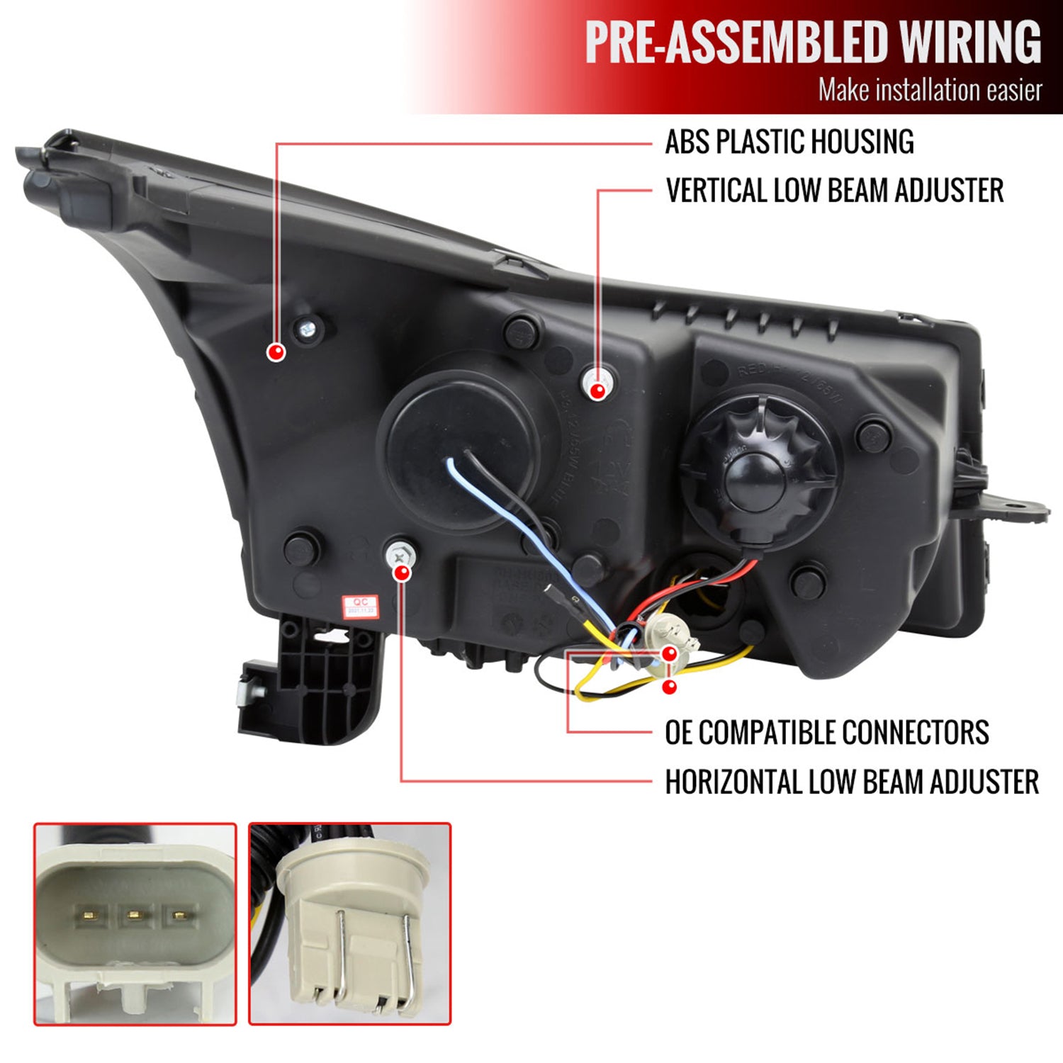 2011-2015 Chevy Cruze / 16 Cruze Limited LED Halo Headlights LED Signal Black