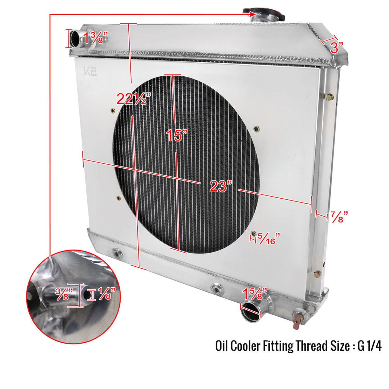 1963-1966 Pontiac Bonneville V8 3 Row Core Radiator with Fan Shroud