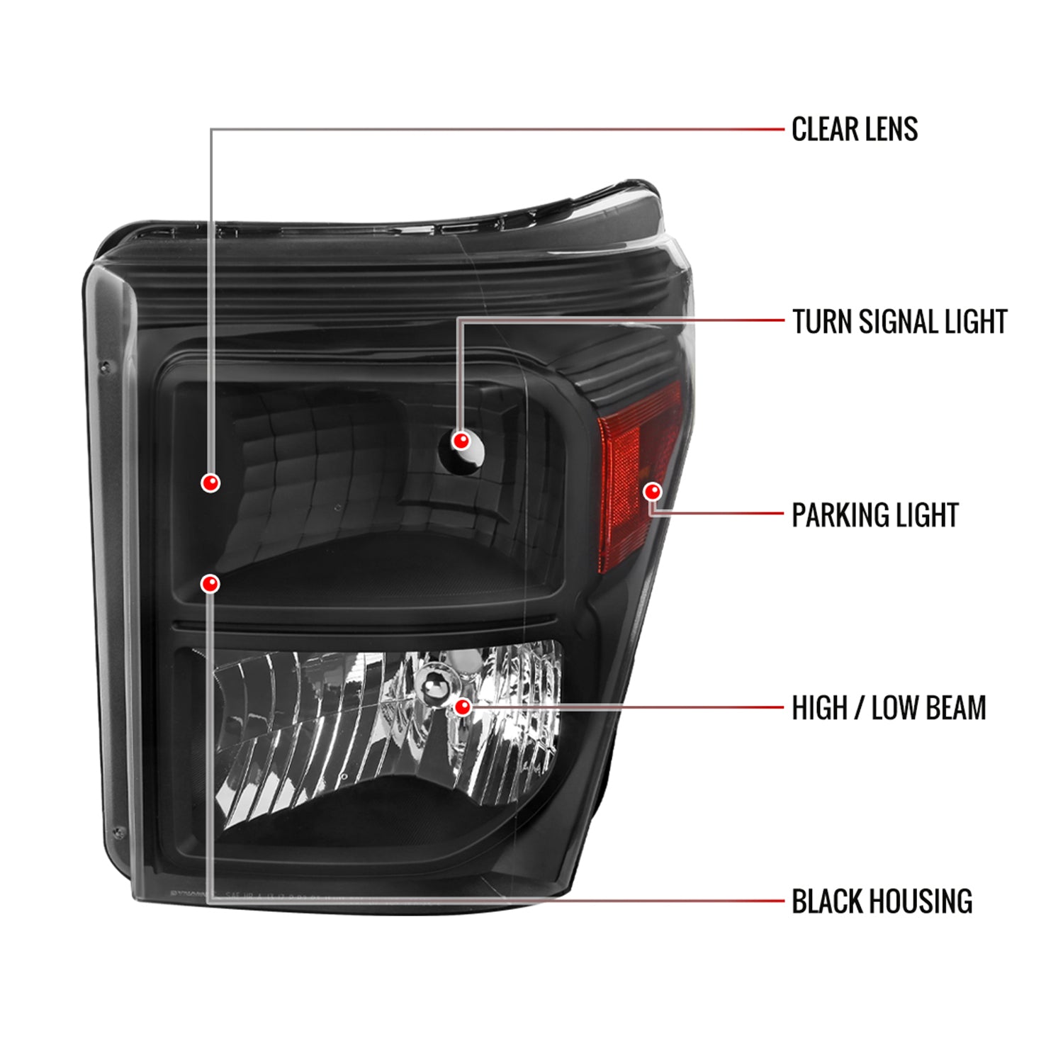 2011-2016 Ford F-250/350/450/550 SuperDuty Factory Headlights Amber Reflectors