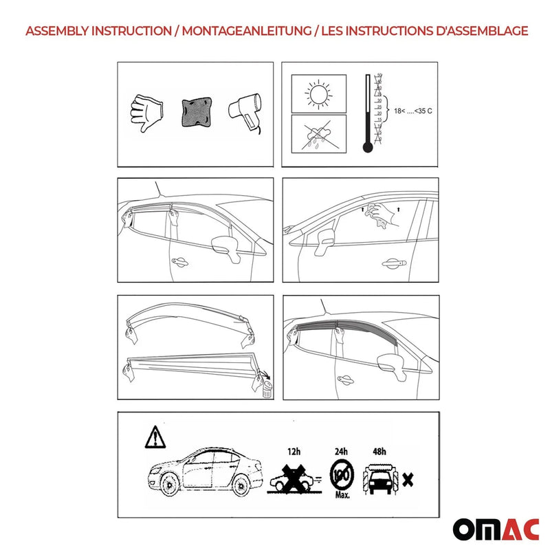 2016-2024 Mercedes Metris Window Visor Vent Rain Deflector 2Pcs Smoke