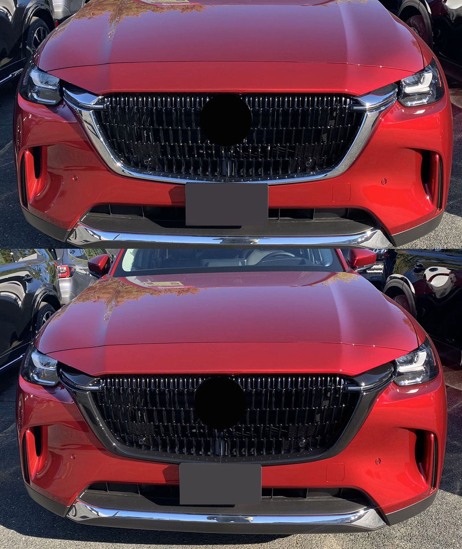 2024-2025 Mazda CX-90 Grille Overlay Gloss Black 4Pcs ABS Plastic