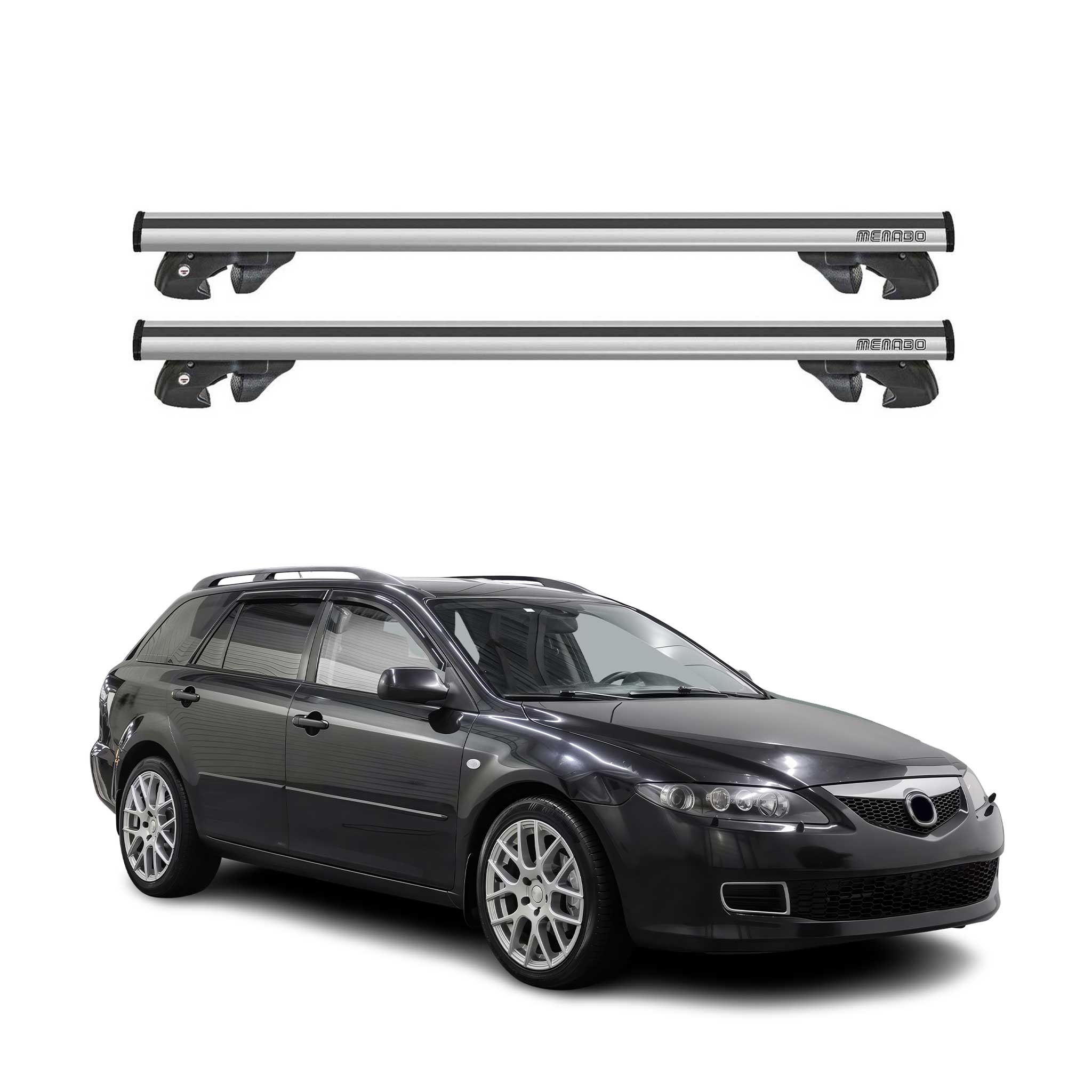 2003-2008 Mazda 6 Roof Rack Cross Bars Silver