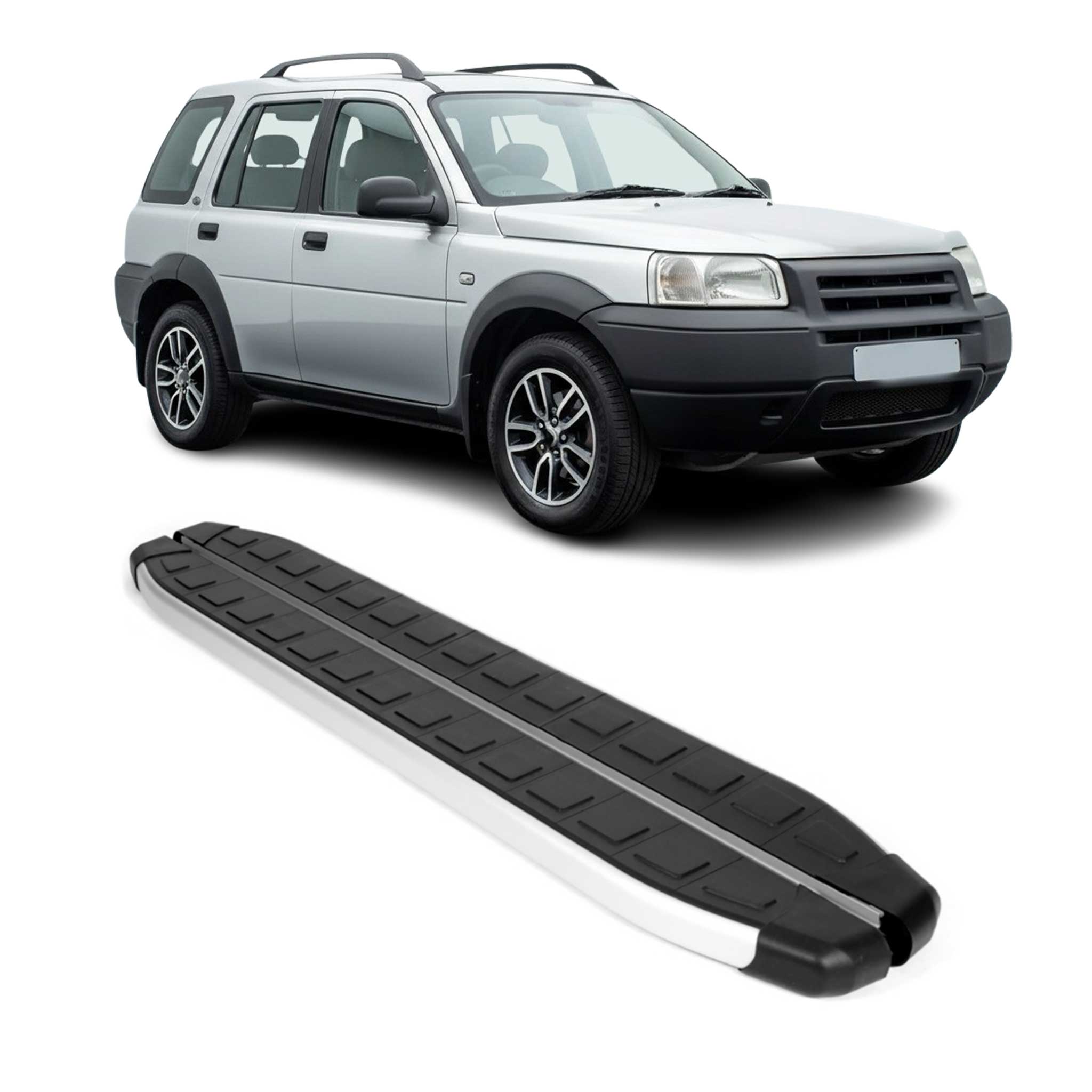 1996-2006 Land Rover Freelander Running Boards Side Steps Silver & Black