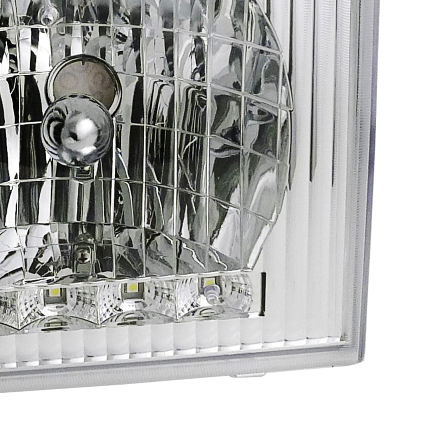 1992-2006 Ford Econoline Factory Headlights w/SMD LED Light Strip Chrome/Clear