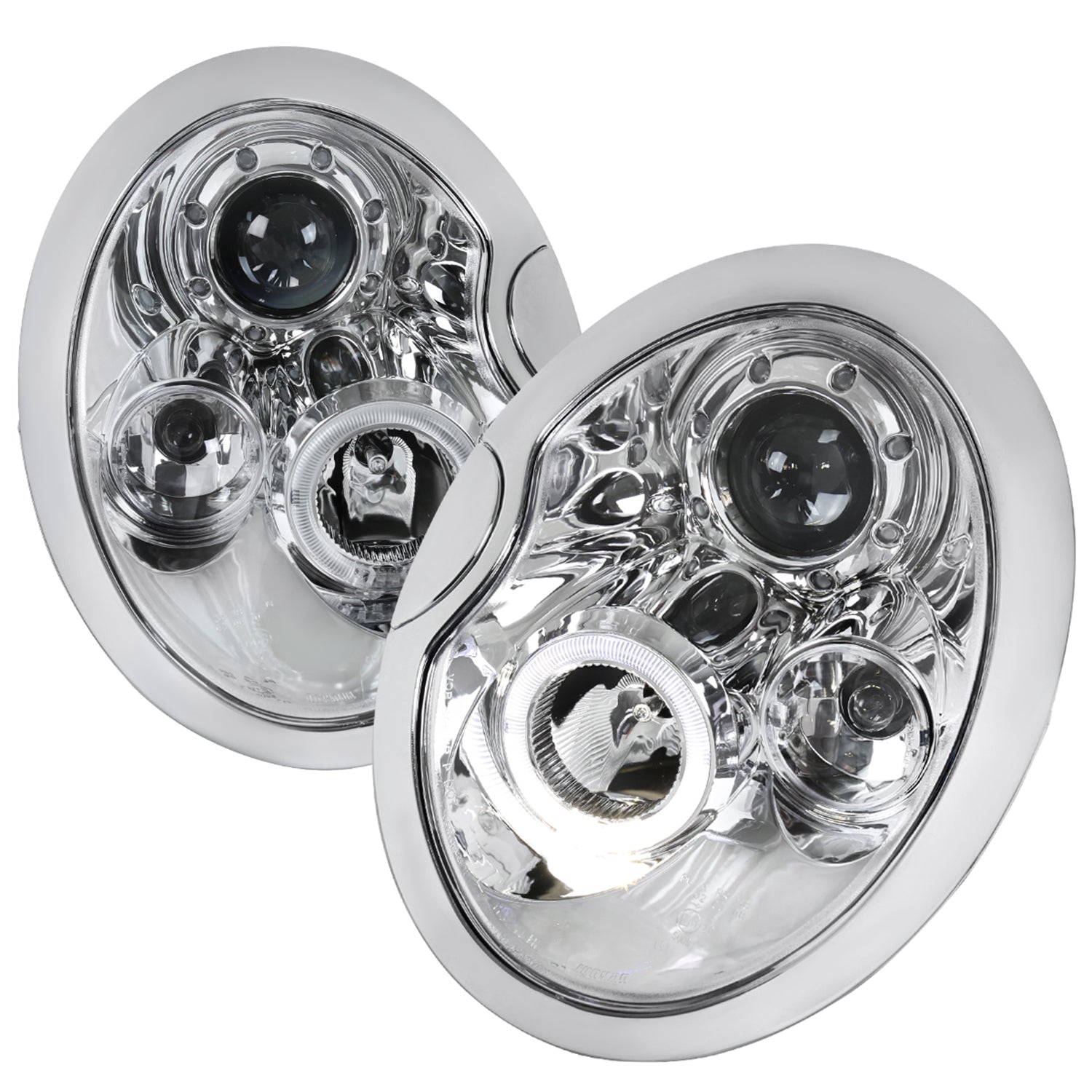 2002-2008 Mini Cooper R50 R53 R52 Single Halo Projector Headlights Chrome
