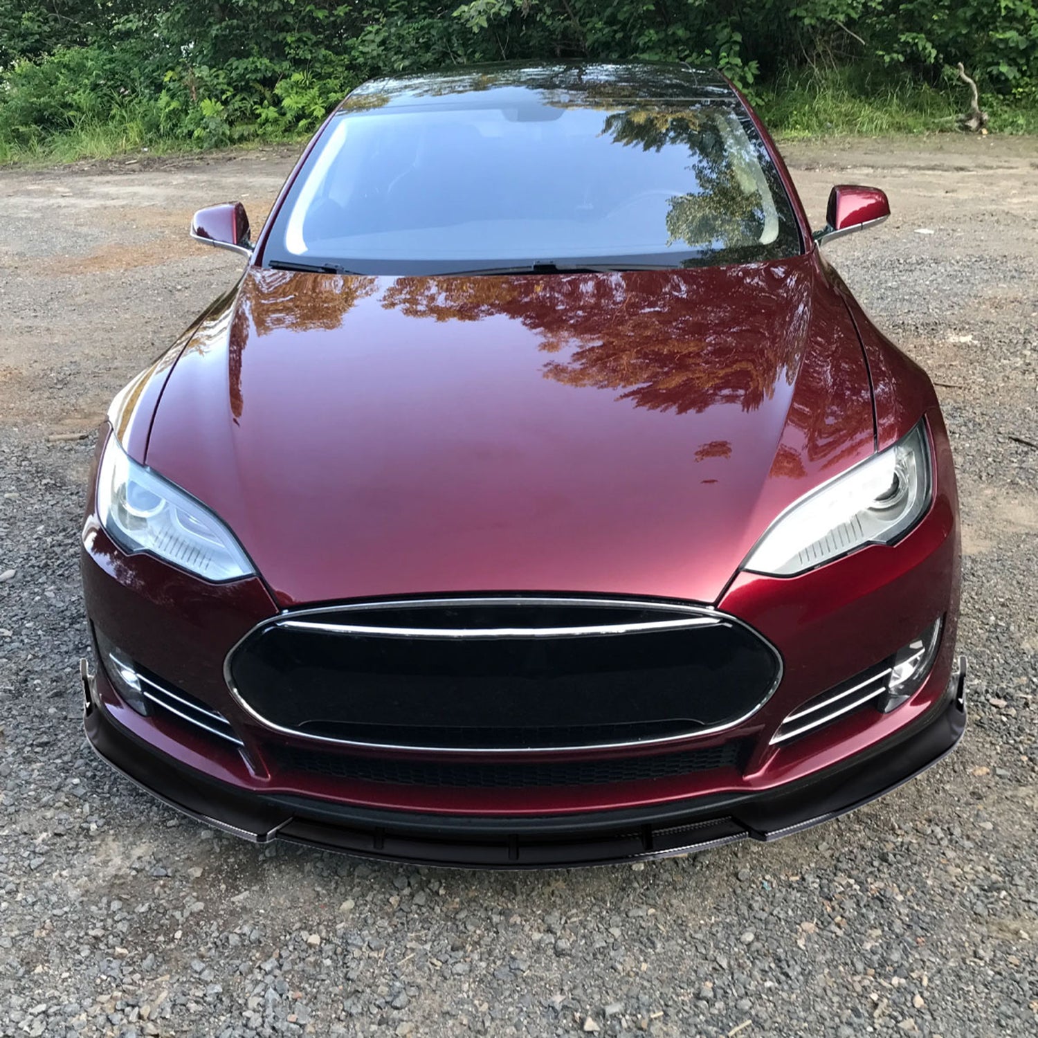 2012-2016 Tesla Model S Glossy Black 3Pcs Front Bumper Lip Splitter Kit