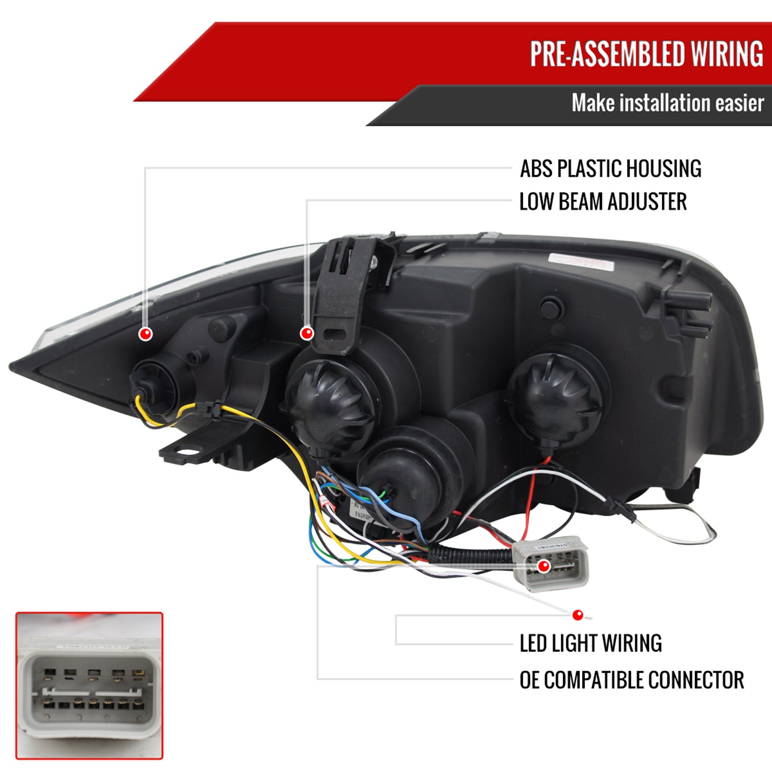 2004-2013 BMW E81 E82 E87 E88 Dual Halo Projector Headlights LED Light Black