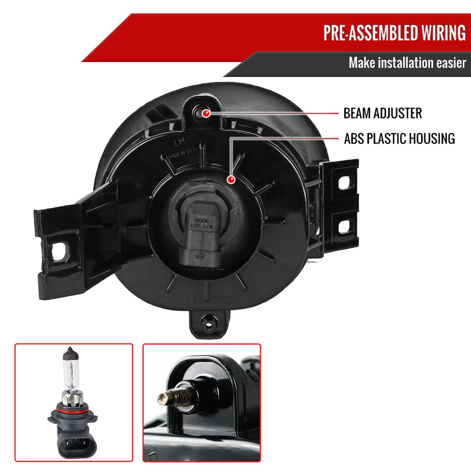 2002-2009 Dodge RAM 9006 Fog Lights w/ Mounting Brackets Chrome/Smoke Lens