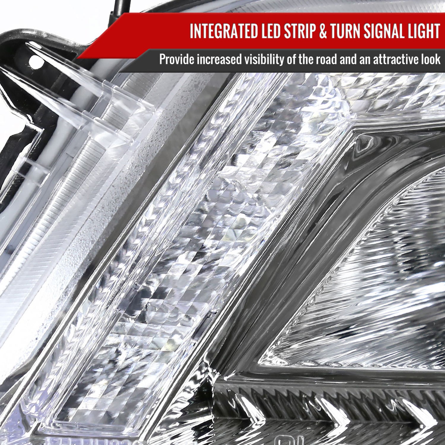 2008-2012 Honda Accord Sedan Single Halo Headlights LED Light& Signal Chrome