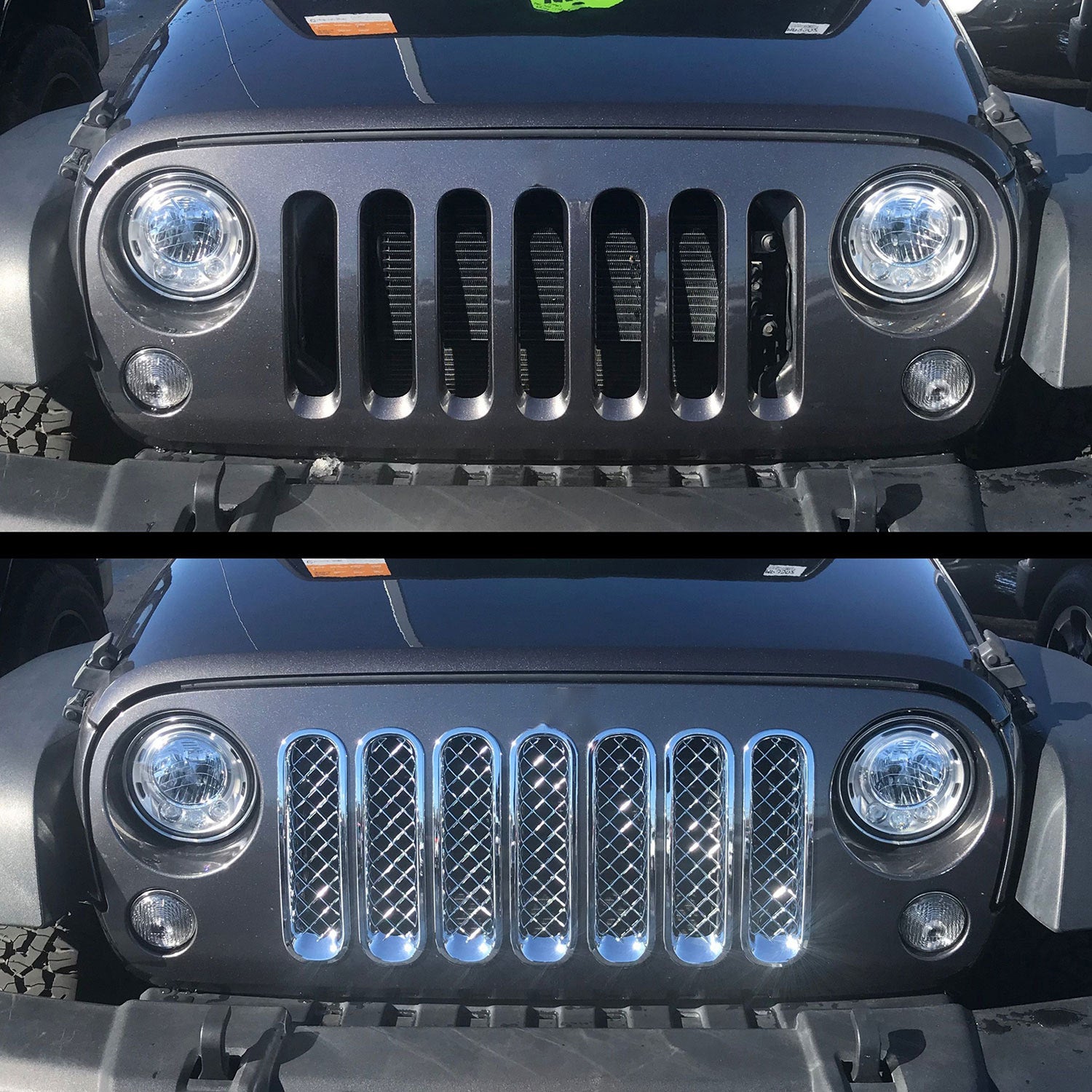 2007-2018 Jeep Wrangler Grille Overlay Chrome 7Pcs ABS Plastic