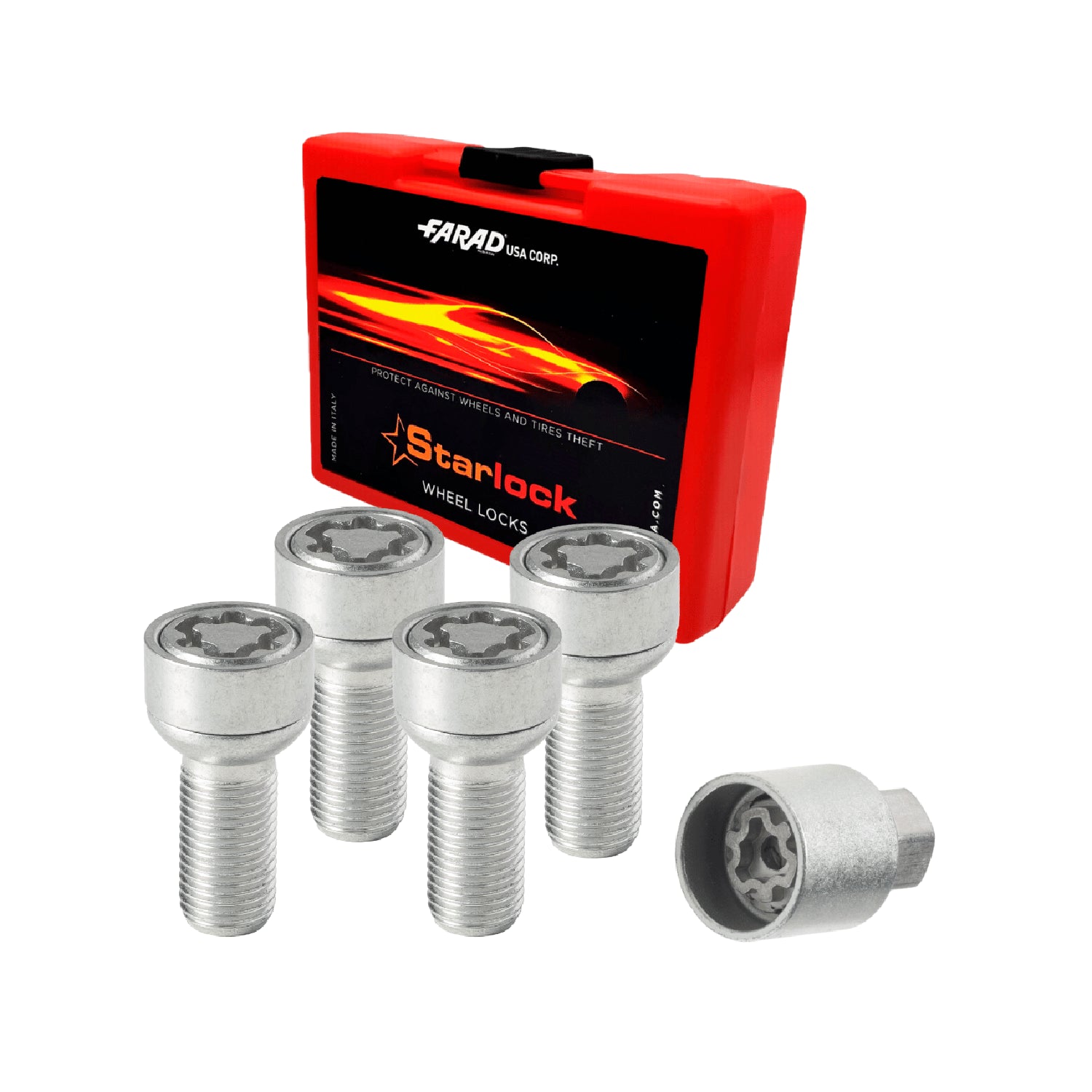 Wheel Lock Kit for Volvo XC90 M14X1,5 Bolt Galvanized Silver 4Locks & 1Key