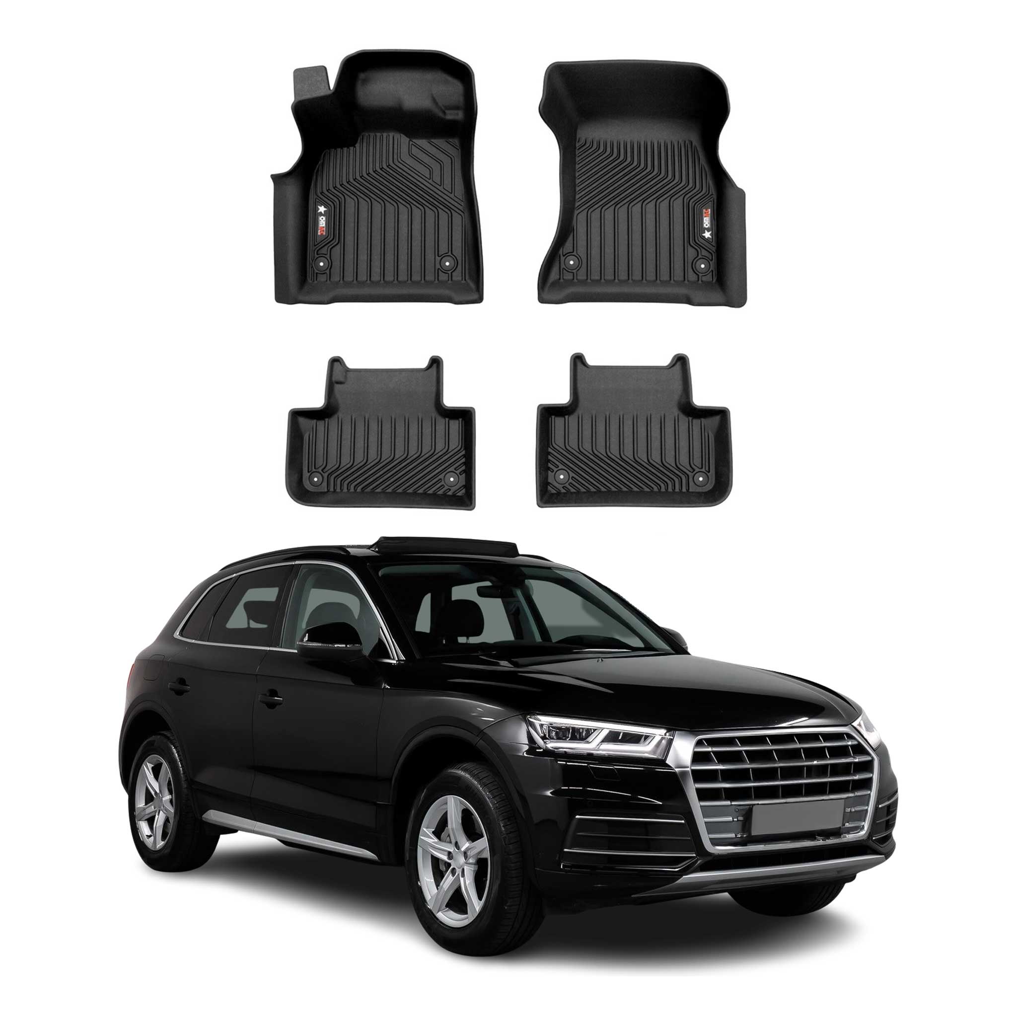 2018-2025 Audi Q5 SQ5 Premium Floor Mats Liners First and Second Row Set Black