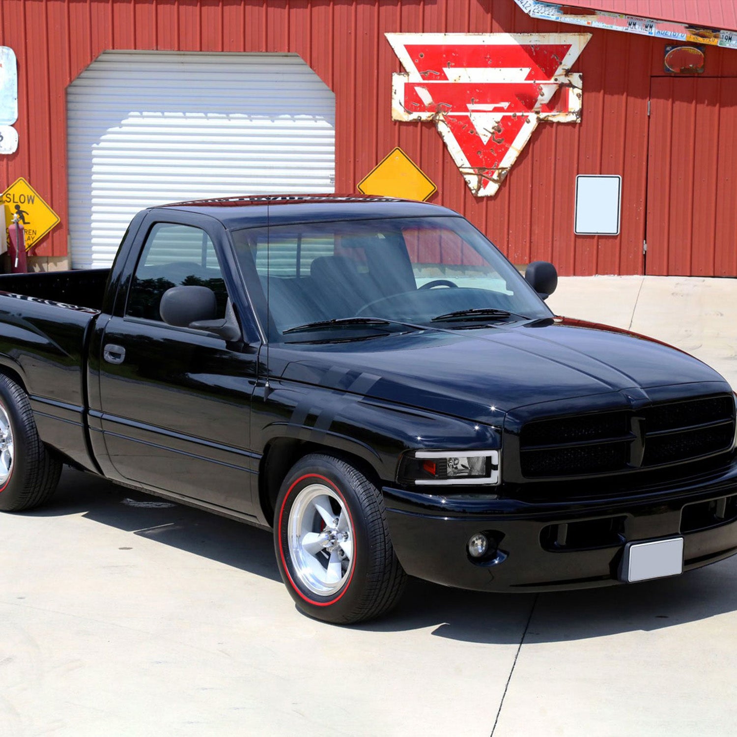 1994-2001 Dodge RAM 1500/2500/3500 Dual LED Bar Factory Headlights Black Amber