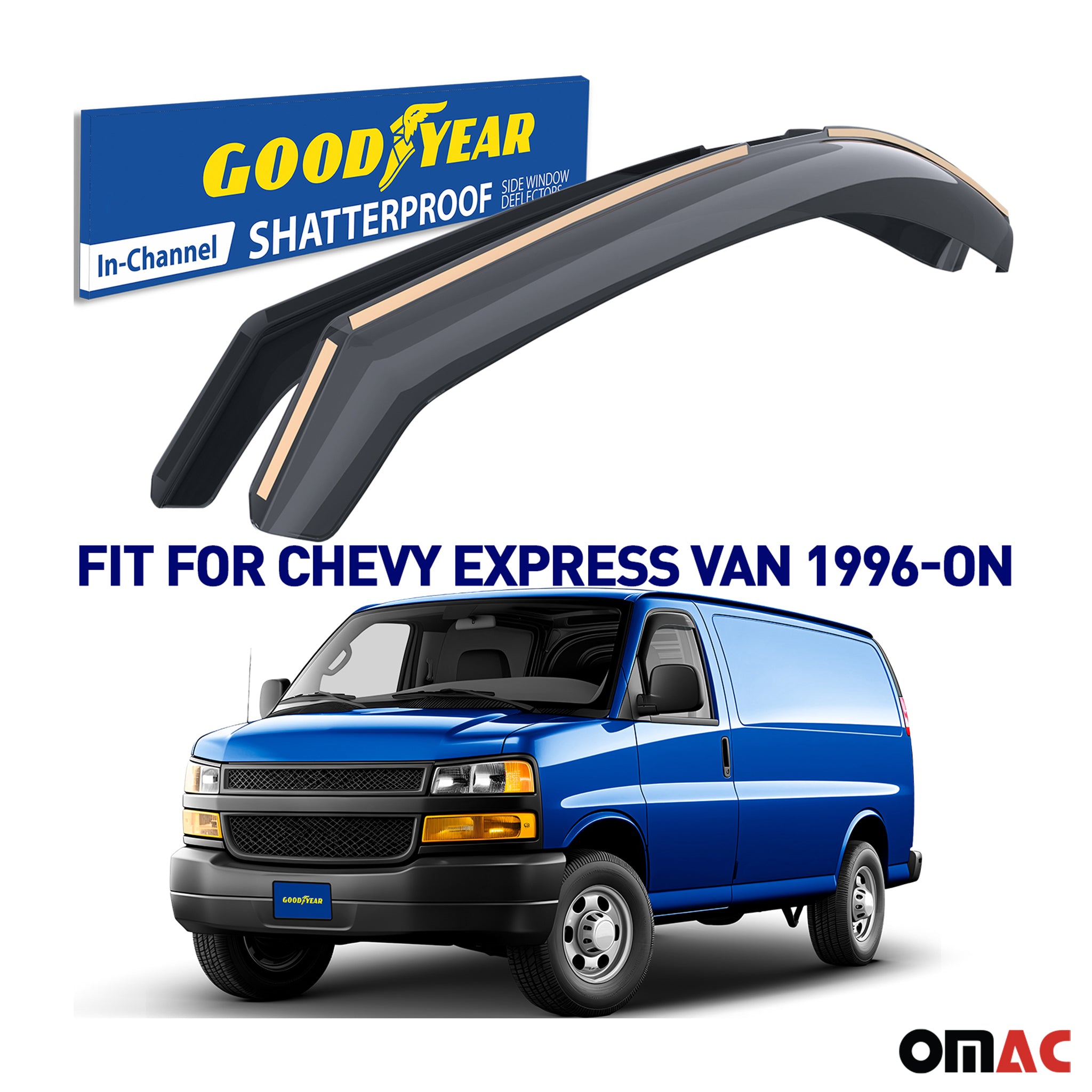 Goodyear Wind Deflectors for Chevrolet Express 1500 1996-2014 Smoke 2 pcs