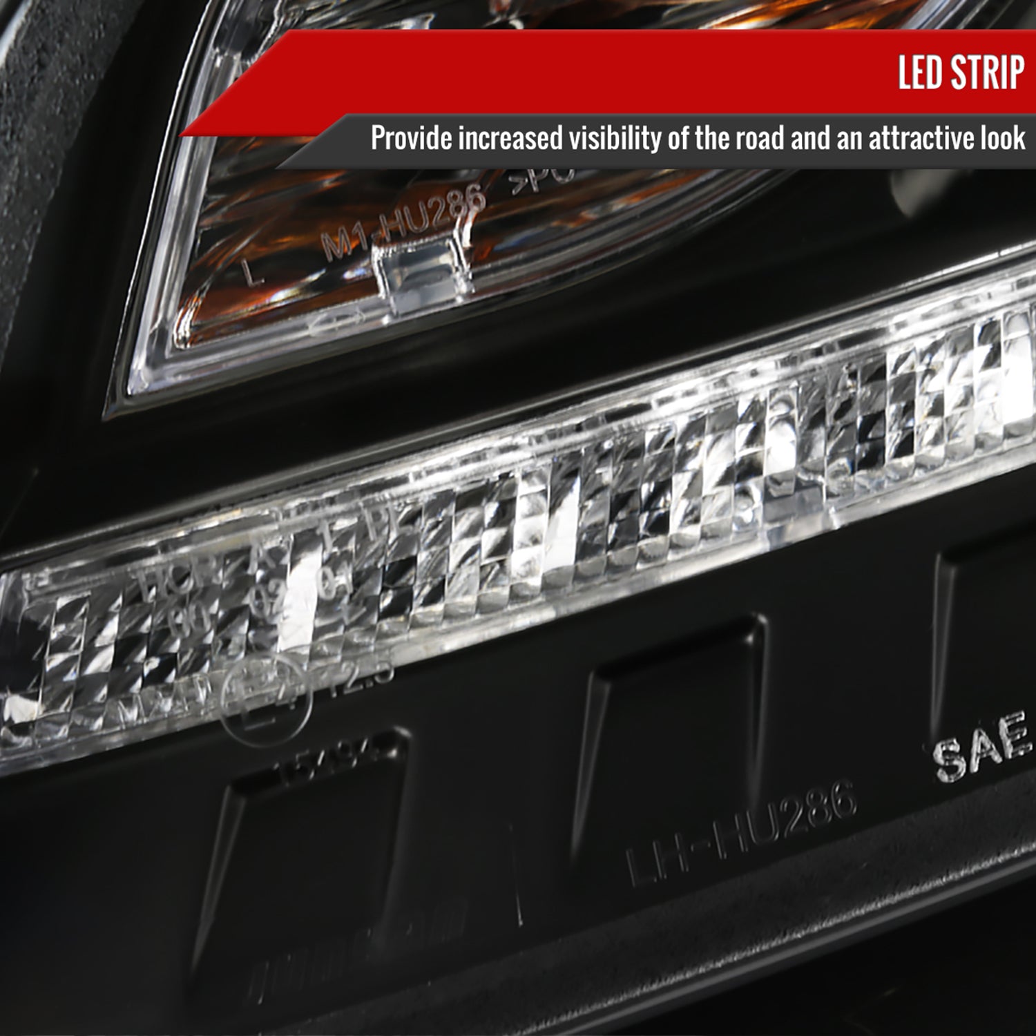 2006-2008 Audi A4 Projector Headlights R8 SMD LED Light Strip Matt Black/Clear