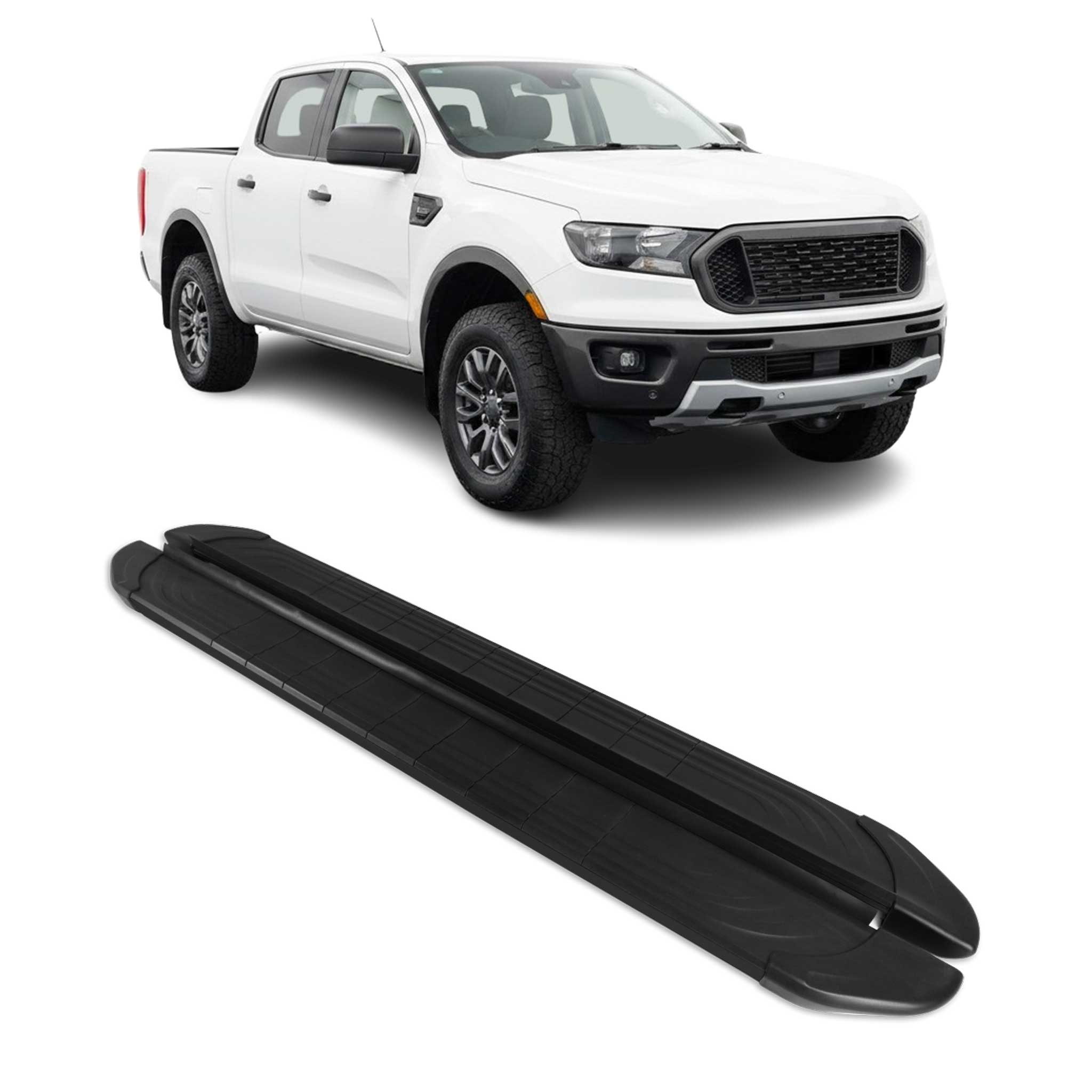 2019-2024 Ford Ranger SuperCab/Crew Cab Nerf Bar Side Step Running Boards Alu 2x