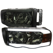 2002-2005 Dodge RAM 1500 /RAM 2500/3500 LED Tube Factory Headlights Smoked