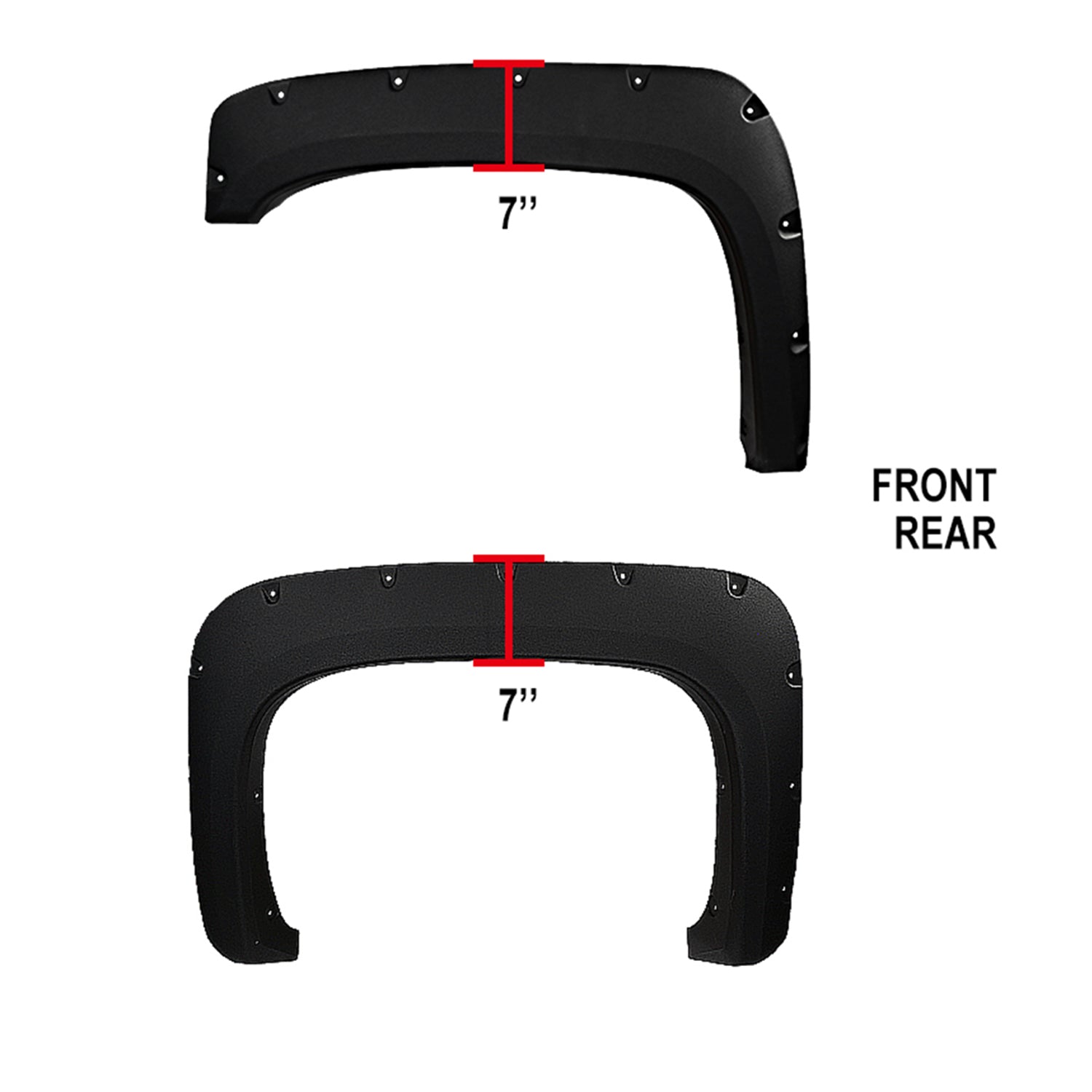 2007-2013 Chevy Silverado Black Rugged Texture Rivet Style Fender Flares