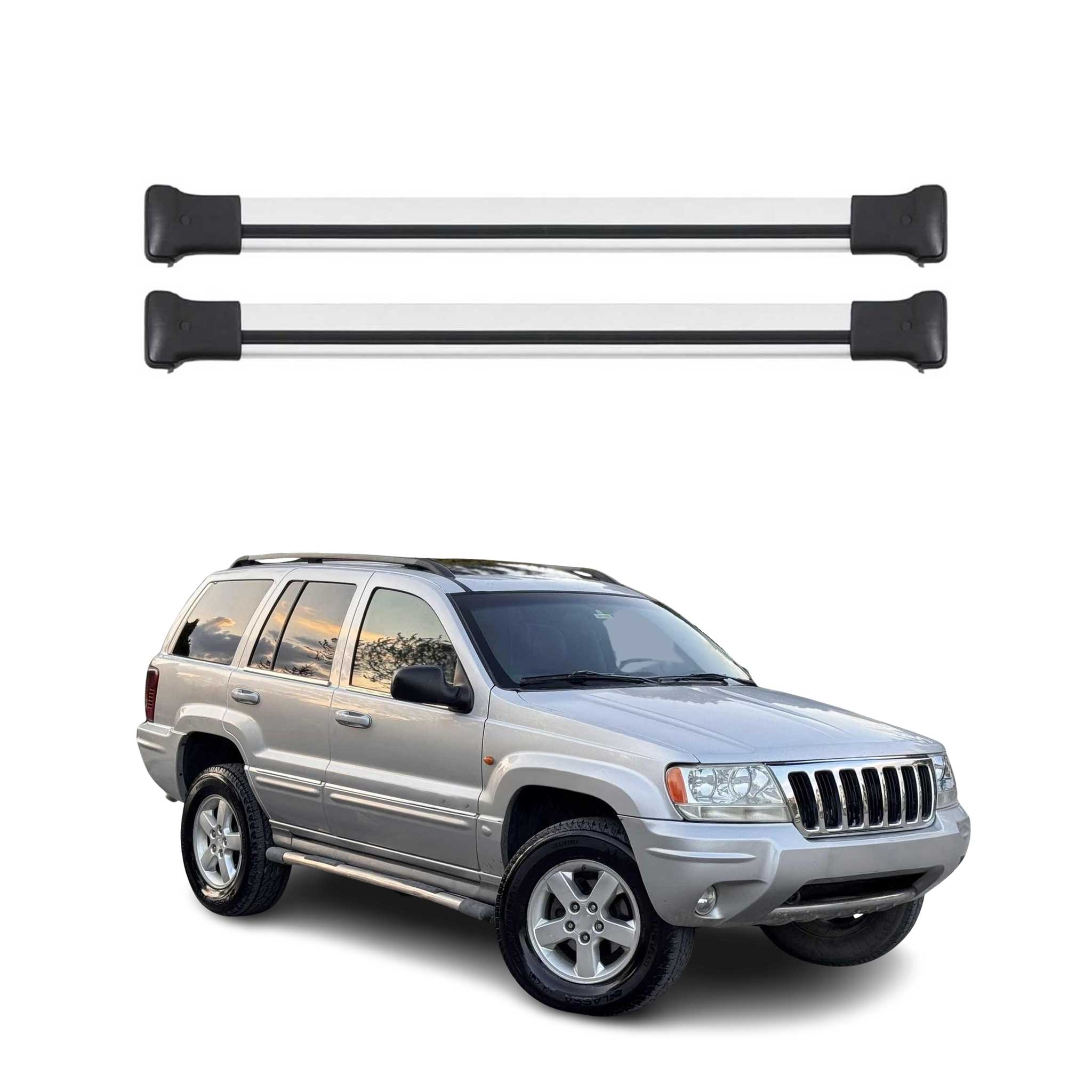 1999-2004 Jeep Grand Cherokee Roof Rack Cross Bars Silver