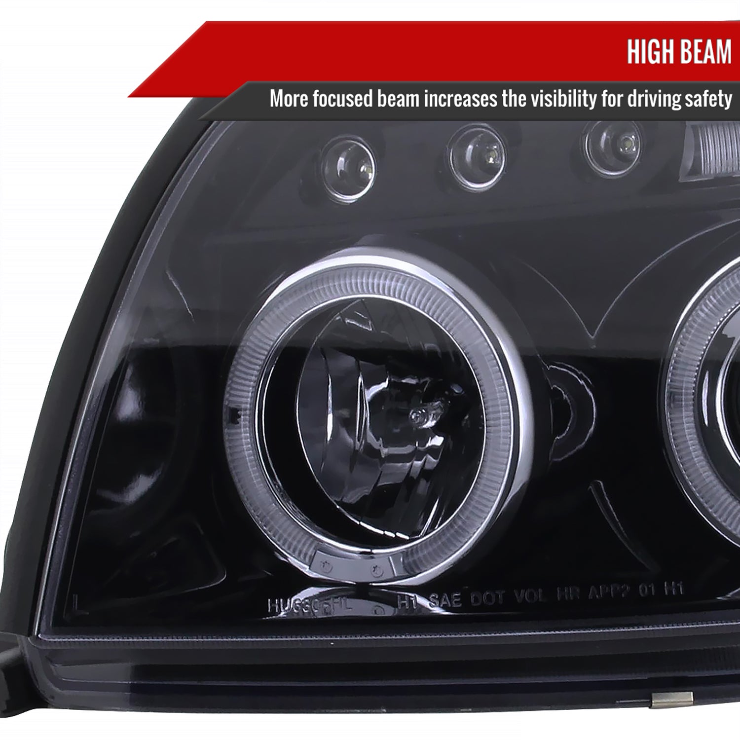 2003-2005 Toyota 4Runner Dual Halo Projector Headlights Glossy Black/Smoke