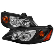 2005-2010 Pontiac G6 Factory Headlights w/Amber Reflectors Matt Black/Clear