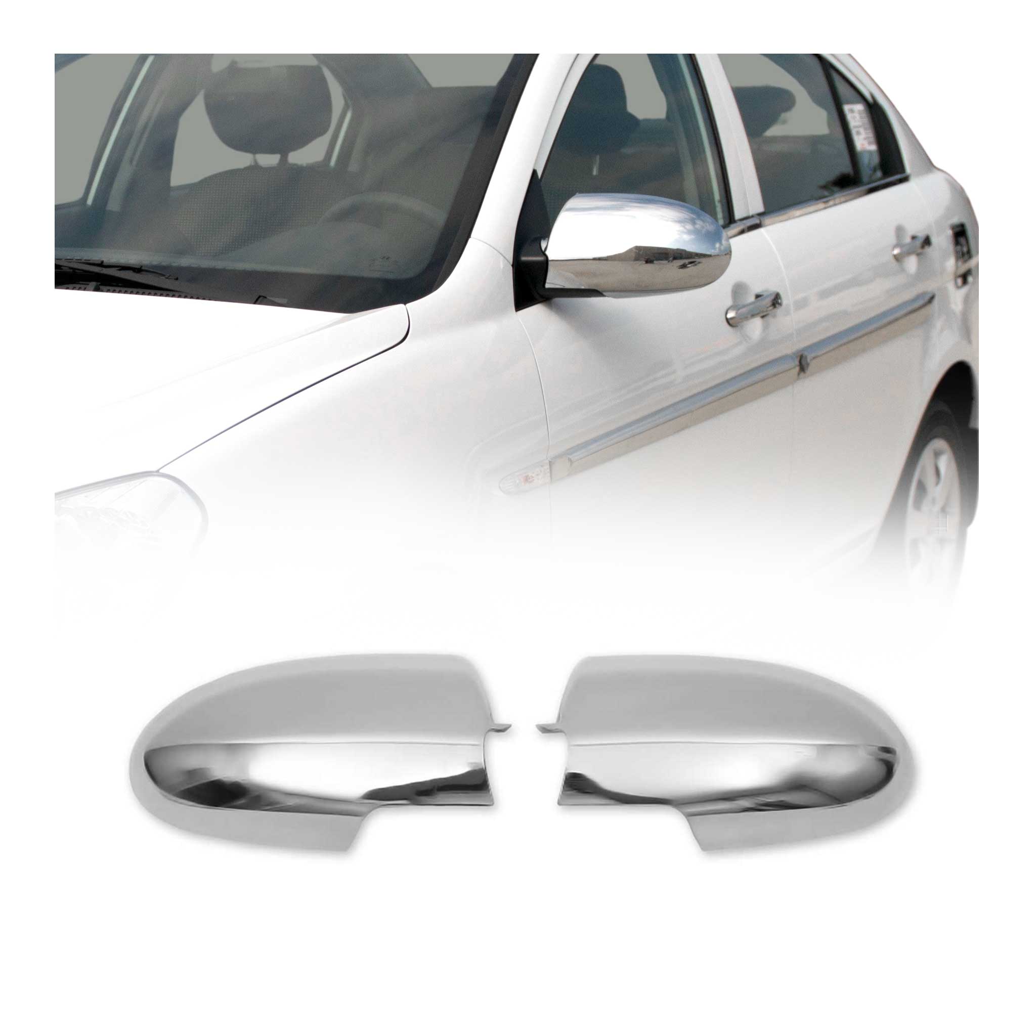 2006-2011 Hyundai Accent Side Mirror Cover Caps Chrome Silver 2 Pcs
