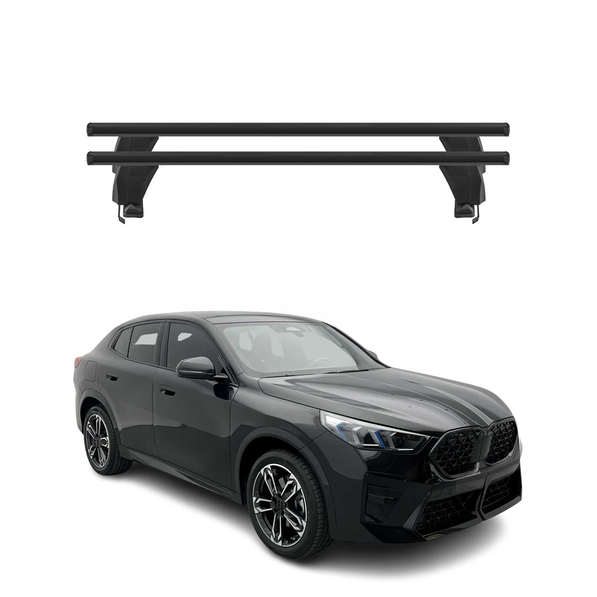 Top Roof Racks Cross Bars for BMW iX2 U10 2024-2025 Aluminium Black 2Pcs
