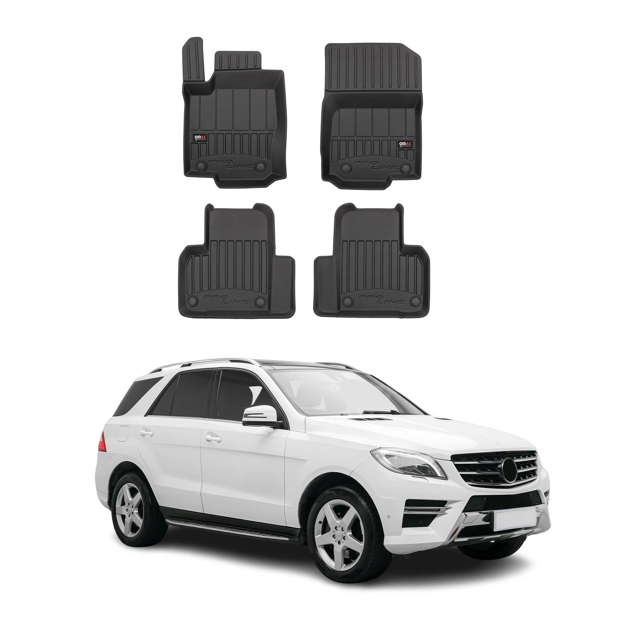 2012-2015 Mercedes ML Class W166 Premium Floor Mats Liners Full Set All Weather Heavy Duty Black