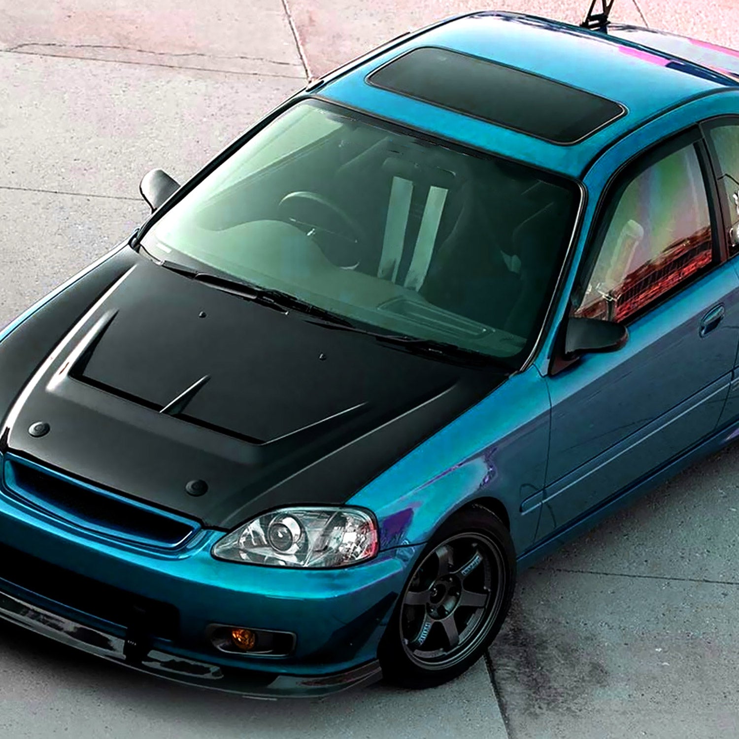 1996-2000 Honda Civic Coupe/Hatchback Black Manual Adjustable Spoon Mirrors