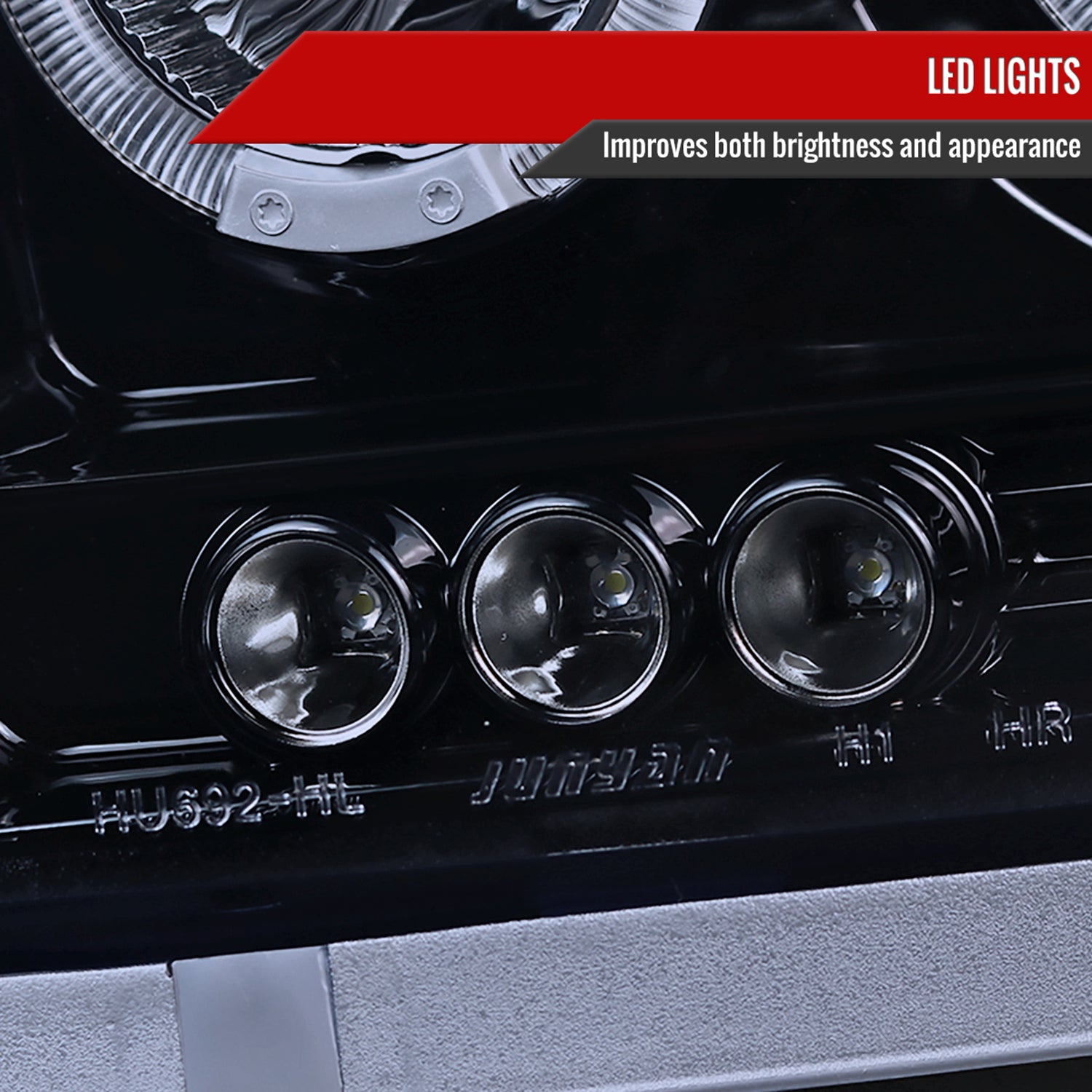 2005-2007 Dodge Dakota Dual Halo Projector Headlights Glossy Black/Smoke Lens