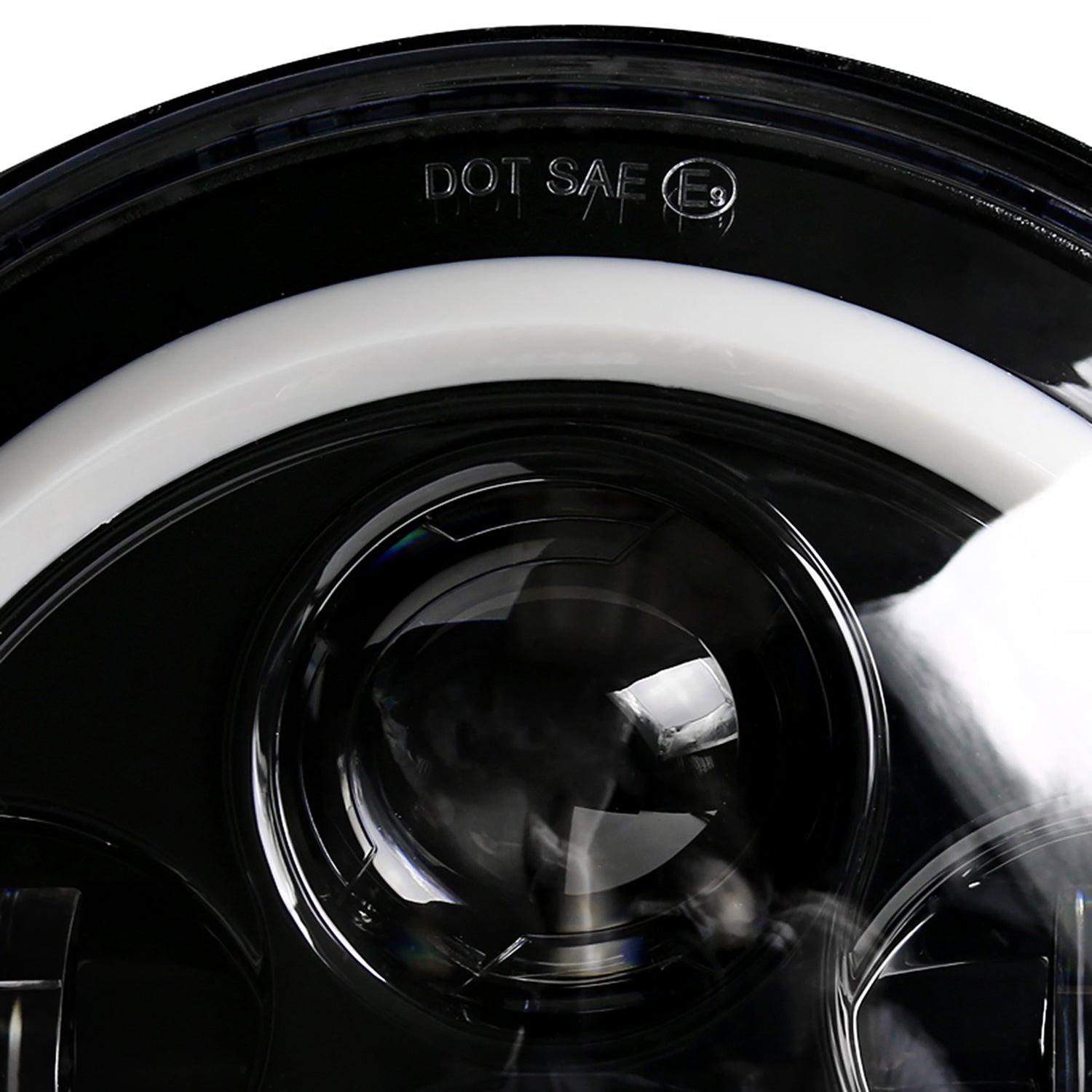 Universal 7" Round Cree LED Halo Projector Headlights - 2PC Matte Black/Clear