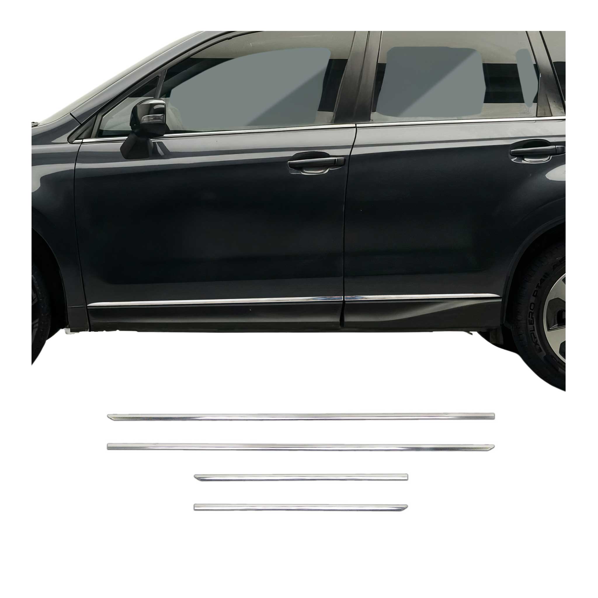 2014-2018 Subaru Forester IV Side Door Molding Trim Stainless Steel Silver 4x