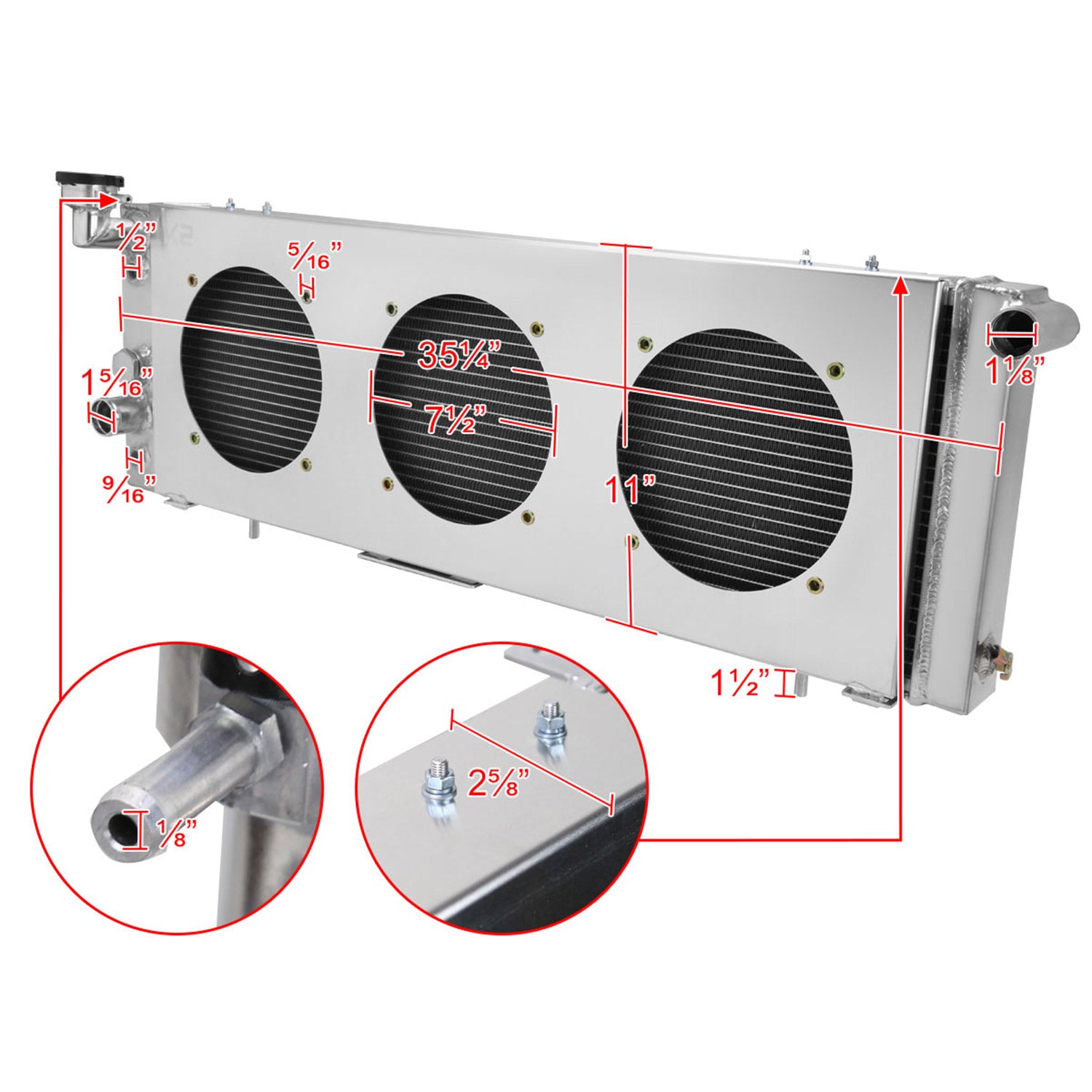 1991-2001 Jeep Cherokee/Comanche 2.5L/4.0L 3 Row Radiator with Fan Shroud