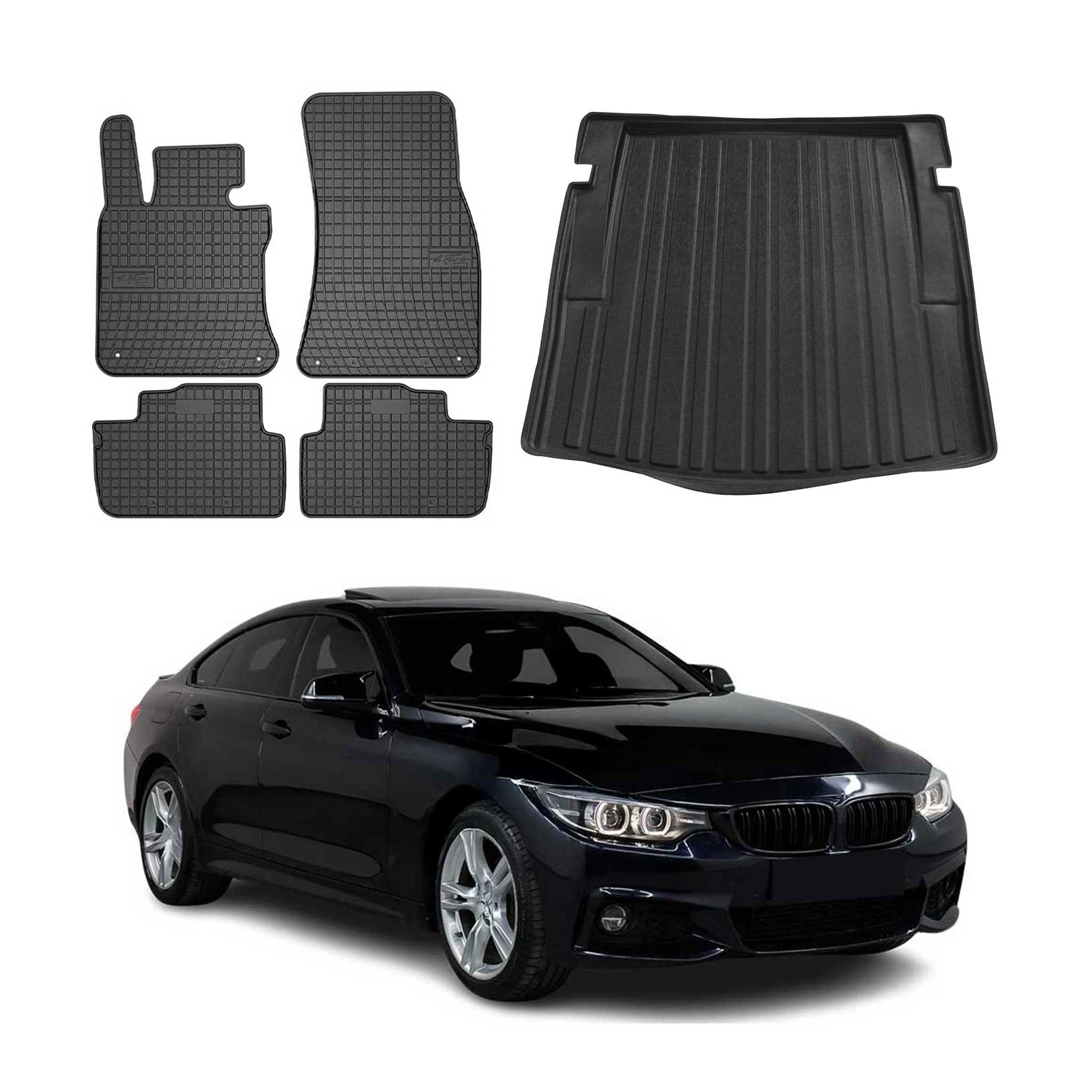 2014-2020 BMW 4 Series F32 Coupe Floor Mats & Cargo Liner Full Set All Weather Black