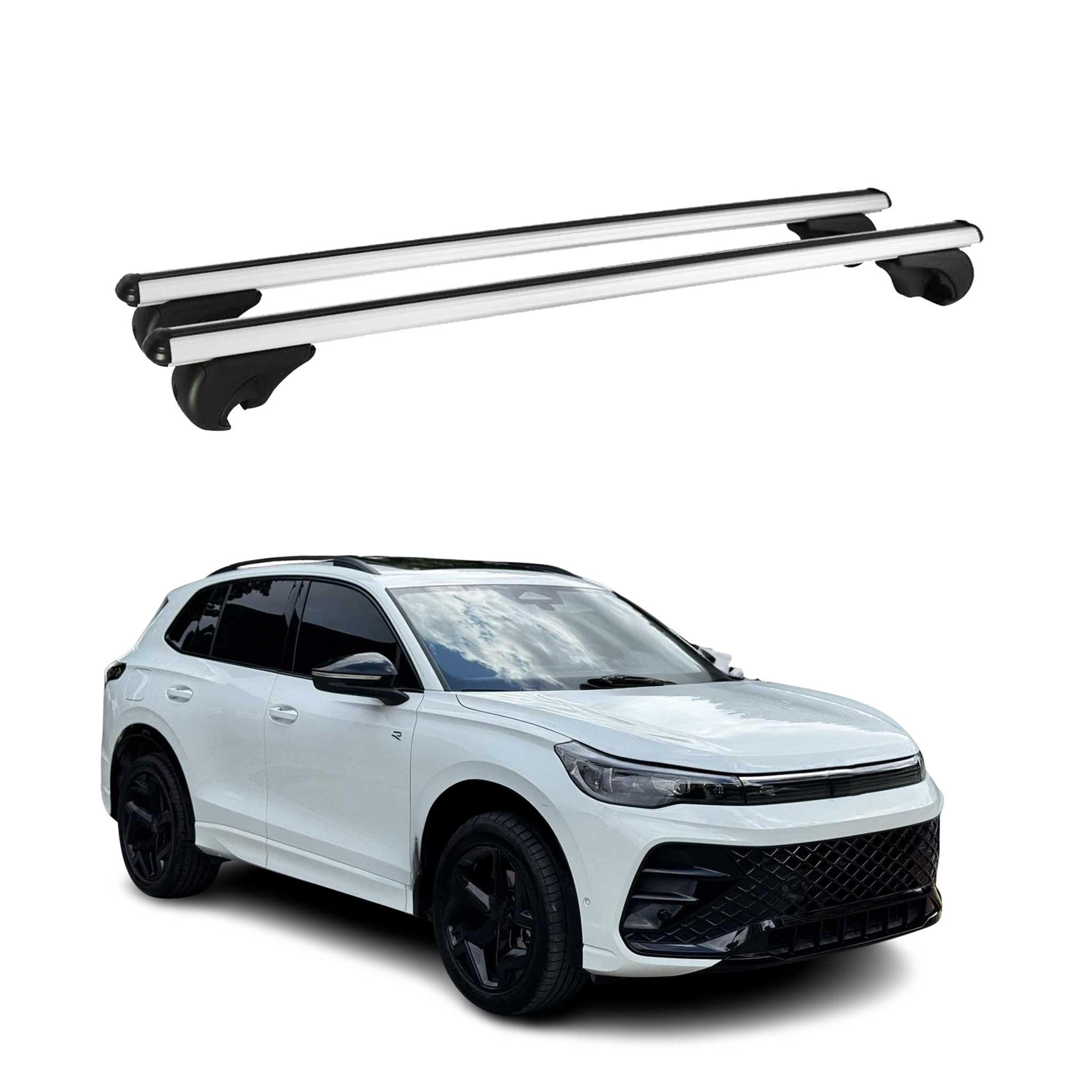 2025 VW Tiguan Roof Rack Cross Bars Luggage Carrier Alu Silver 2Pcs