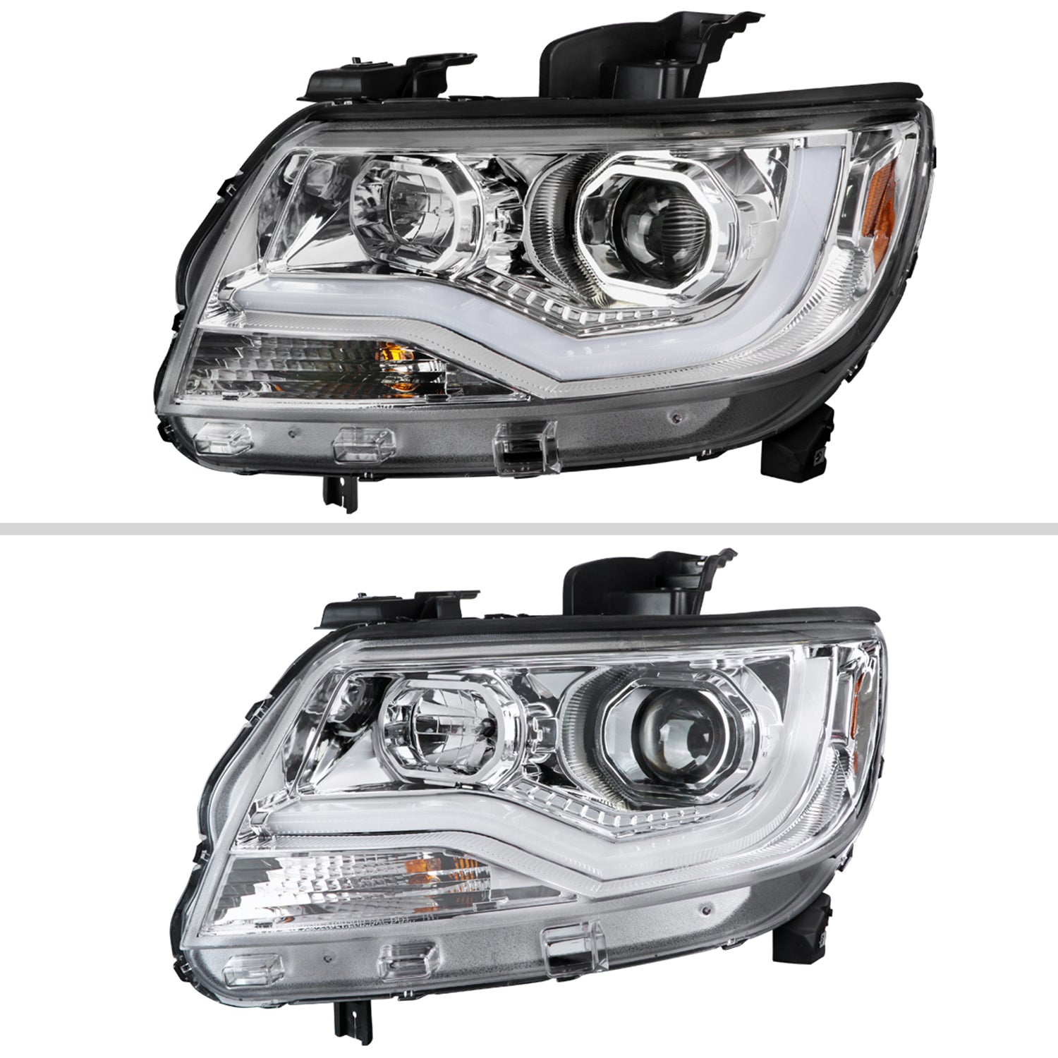 2015-2021 Chevy Colorado LED Bar Projector Headlights Chrome/Clear Lens