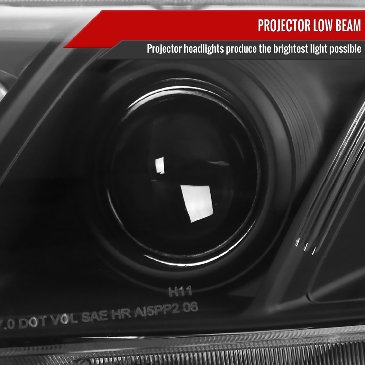 2007-2009 Toyota Camry Projector Headlights Amber Reflectors Matt Black/Clear