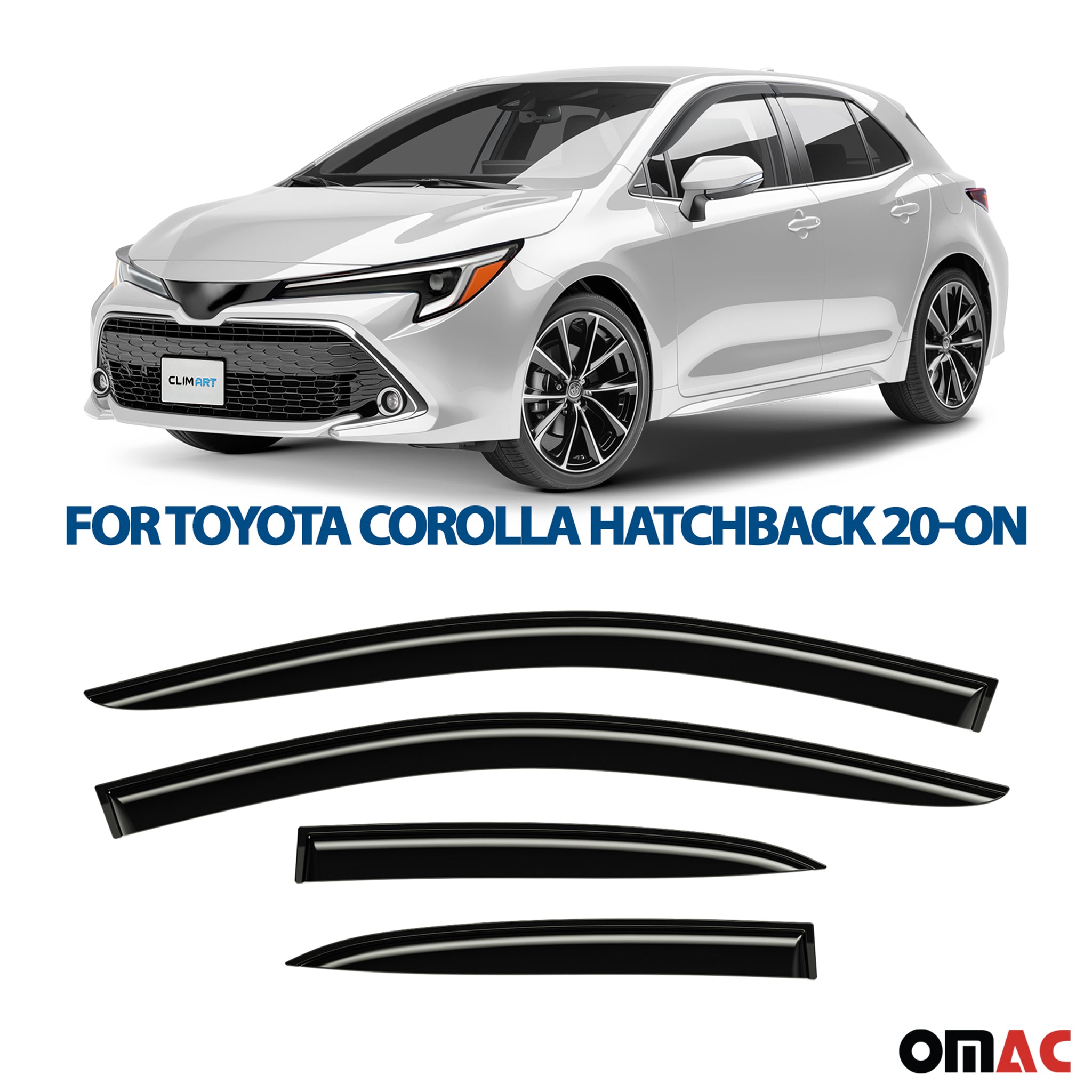 Clim Art Wind Deflectors for Toyota Corolla 2019-2025 Hatchback Smoke 4 Pcs