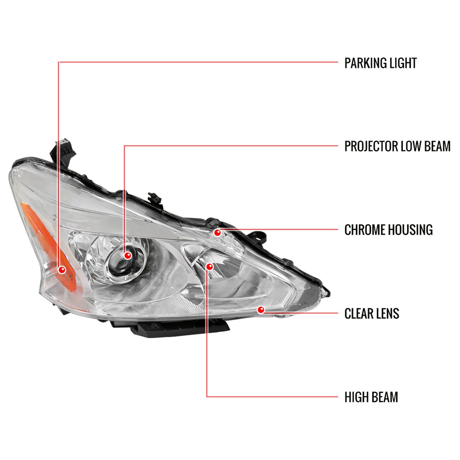 2013-2015 Nissan Altima Projector Headlight Amber Reflector Passenger Side