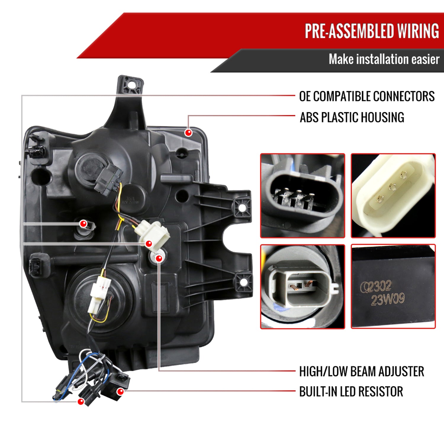 2008-2010 Ford F-250/350/450/550 Super Duty Headlights LED Signal Black