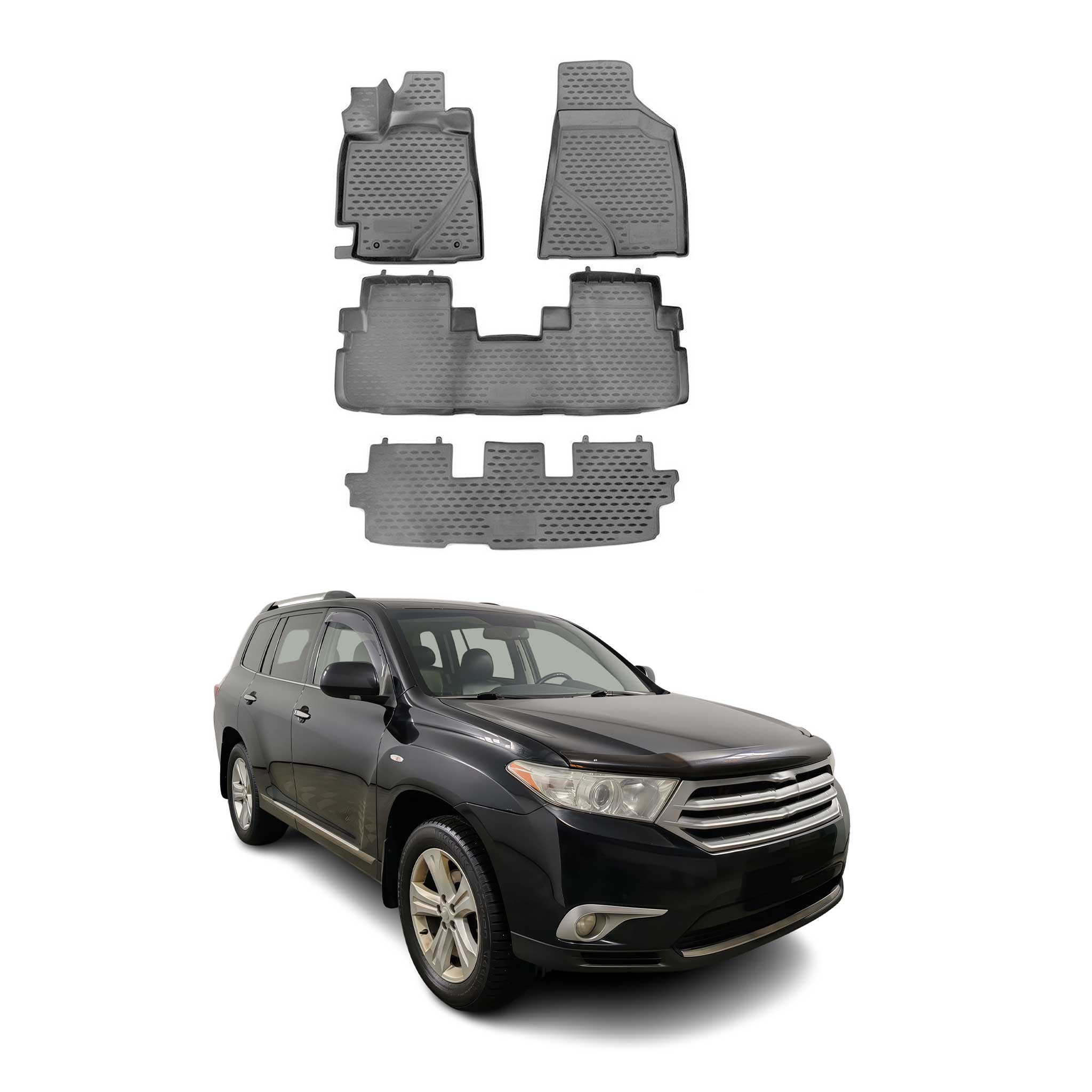 2008-2013 Toyota Highlander Floor Mats Liners Full Set All Weather Gray
