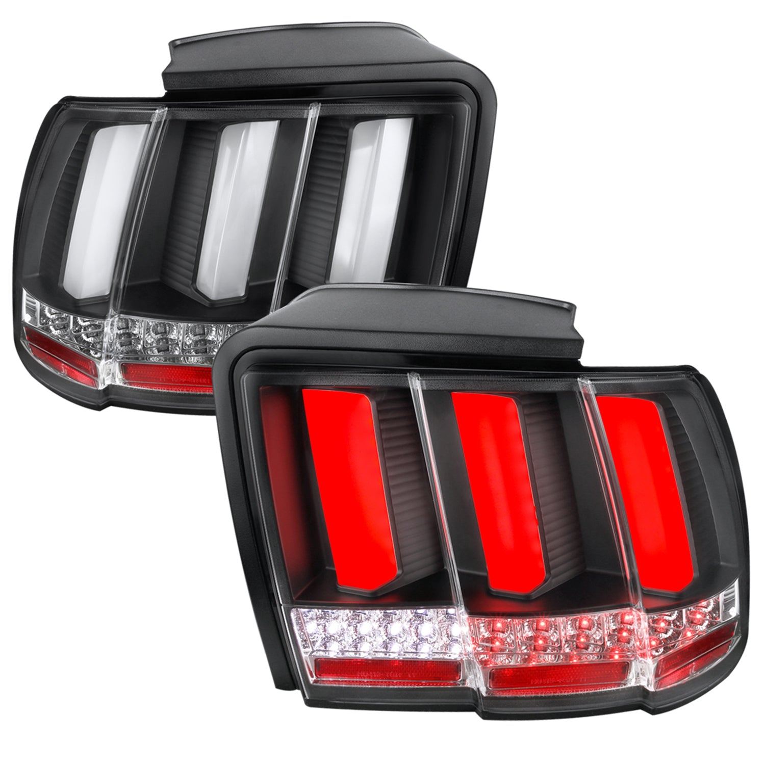1999-2004 Ford Mustang Sequential LED Tail Lights Matte Black/Clear Lens
