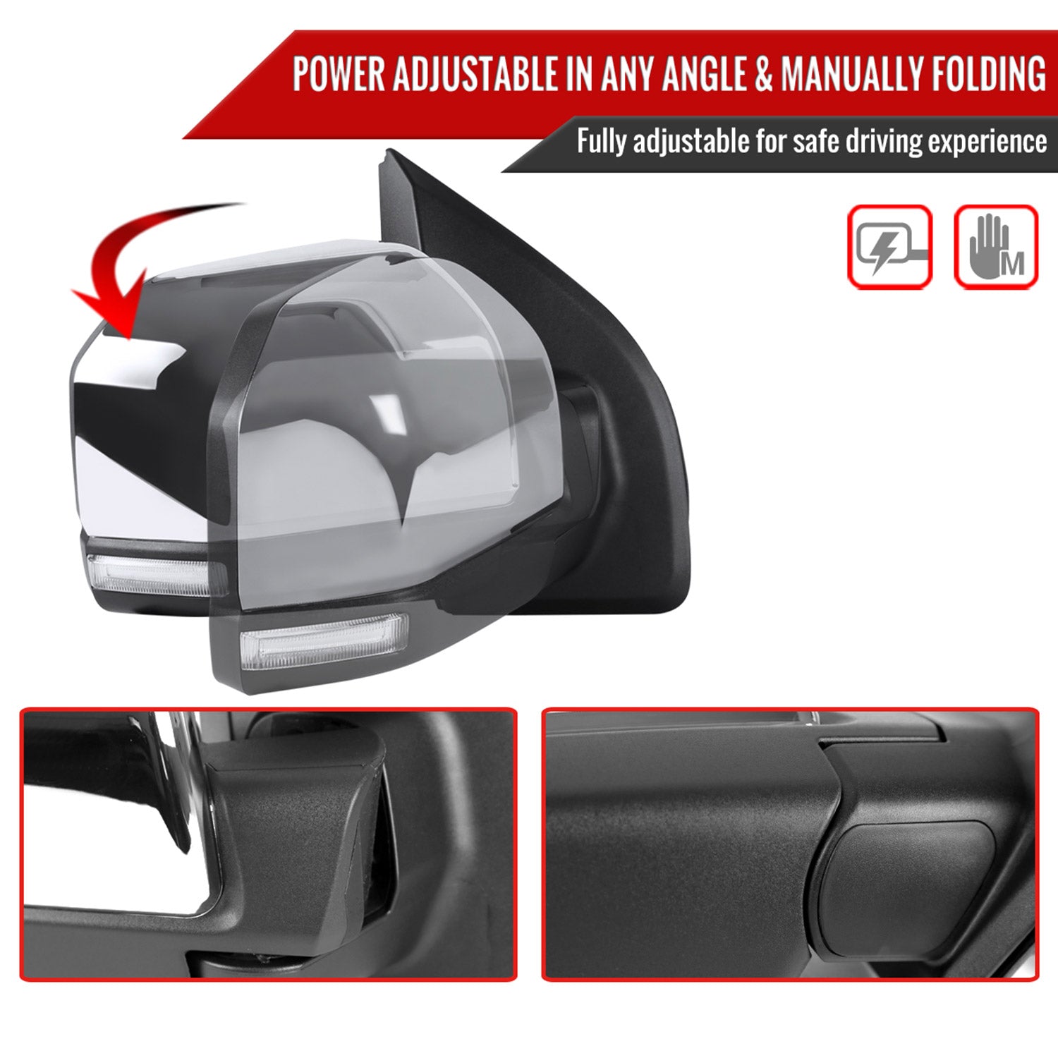 2015-2020 Ford F-150 Chrome Heated Side Mirror LED Turn Signal Passenger Side