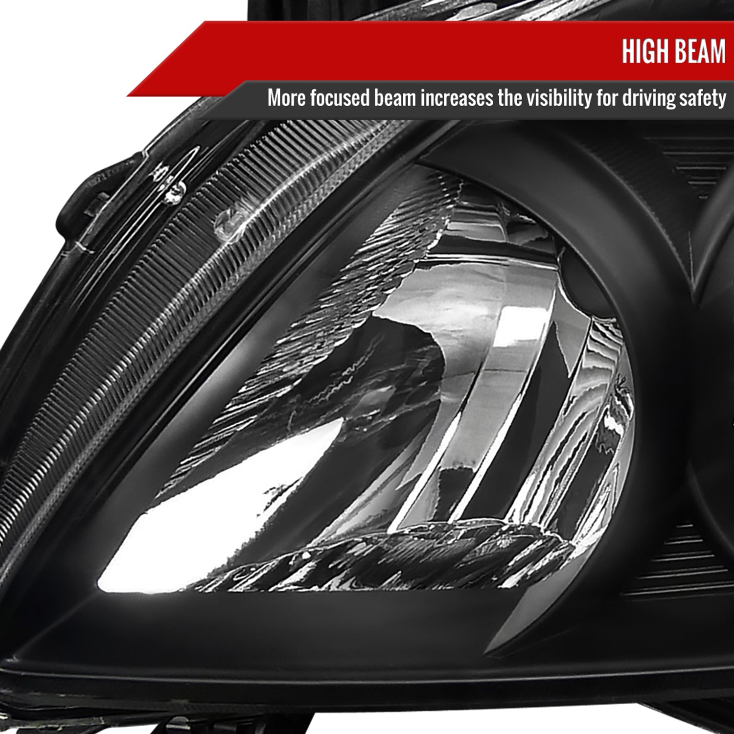 2009-2010 Toyota Corolla Factory Crystal Headlights Amber Reflector Matt Black