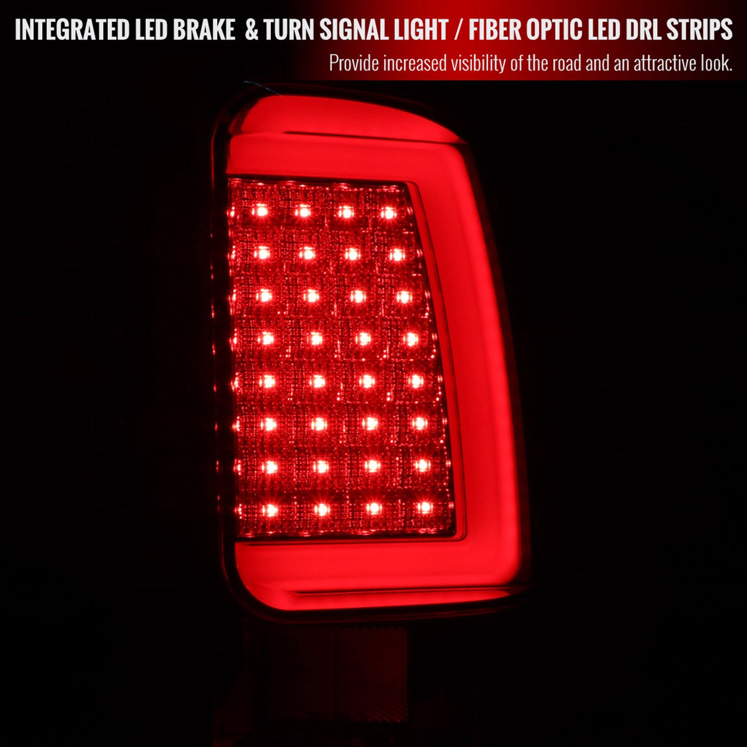 2007-2013 GMC Sierra 1500 2500HD 3500HD C-Bar LED Tail Lights Chrome/Red Clear