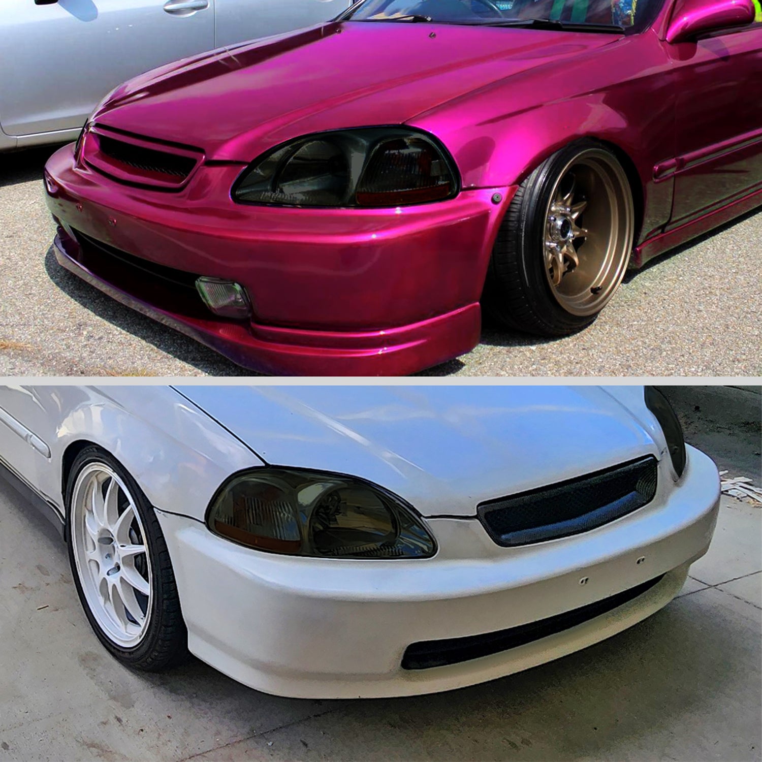 1996-1998 Honda Civic Crystal Headlights Chrome Housing/Smoke Lens