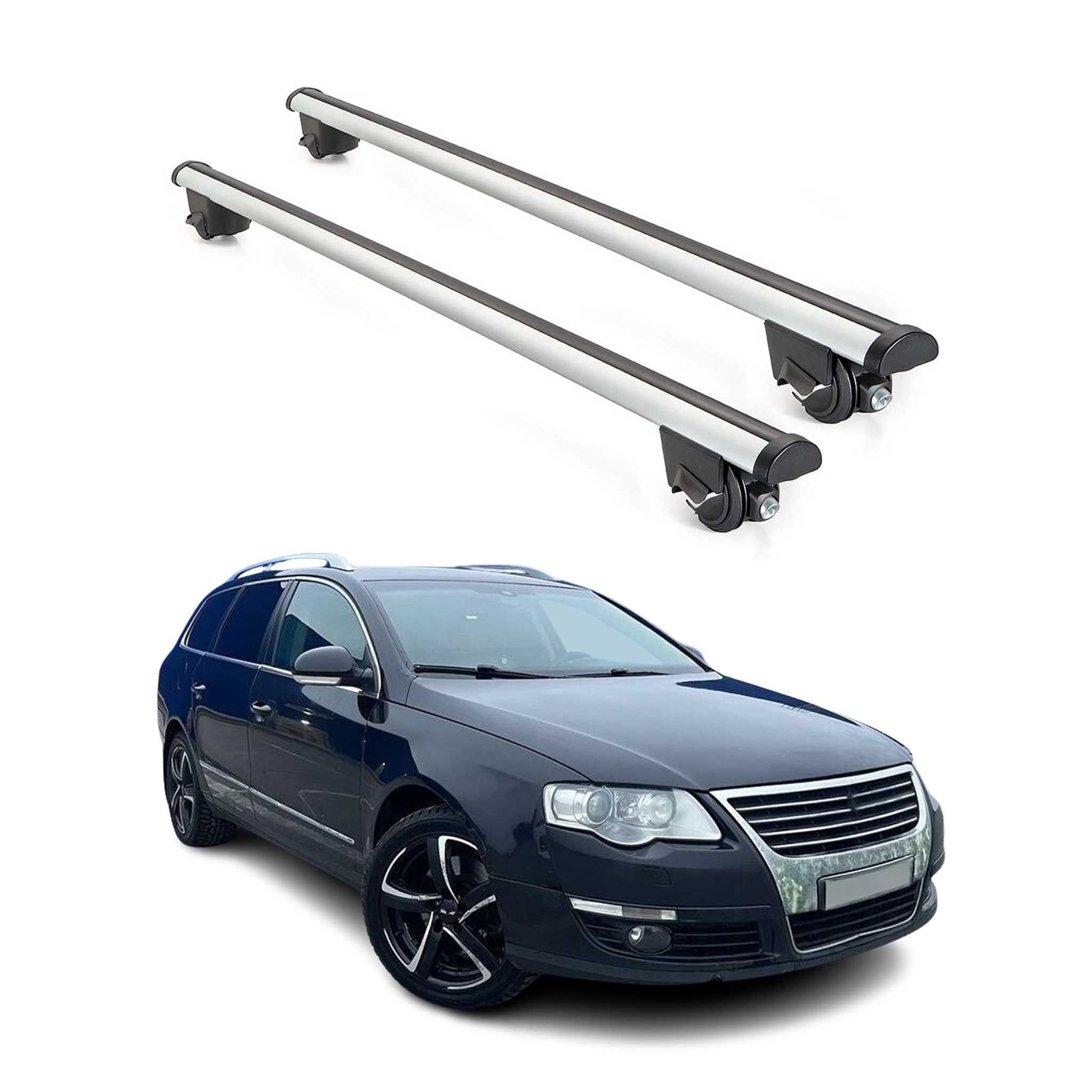 2006-2010 VW Passat B6 Variant Roof Rack Cross Bars Silver