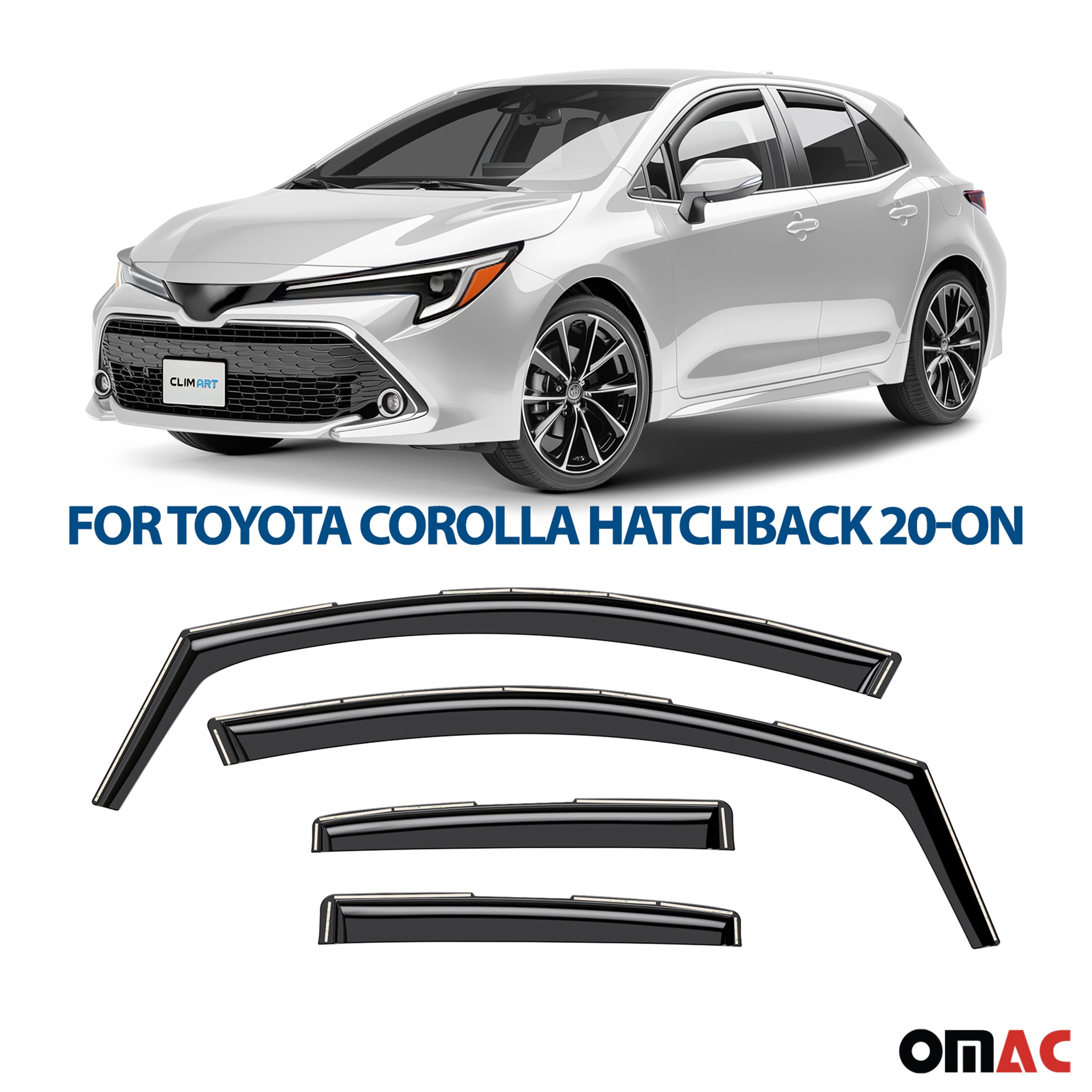Clim Art Wind Deflectors for Toyota Corolla 2019-2025 Hatchback Shatterproof 4x